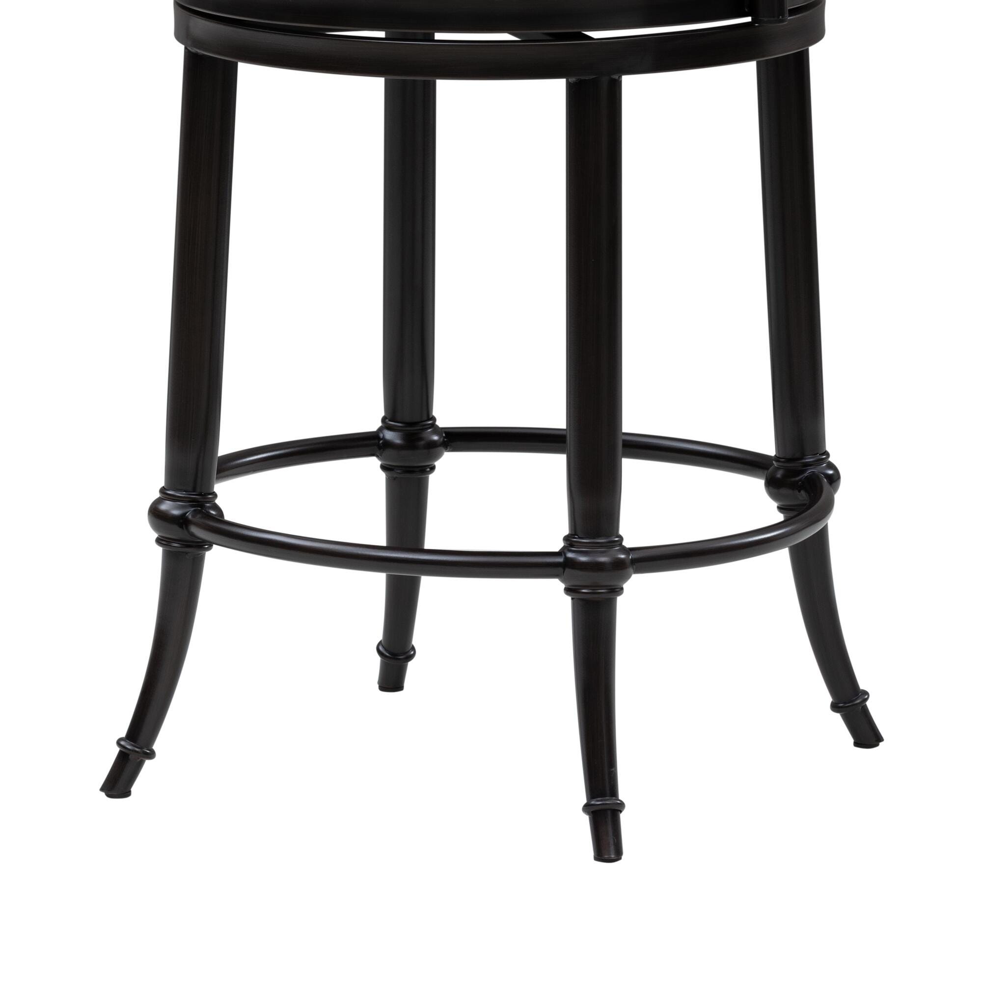 Armen Living LUTHER Swivel Counter Height Barstool, Black/Ivory, large