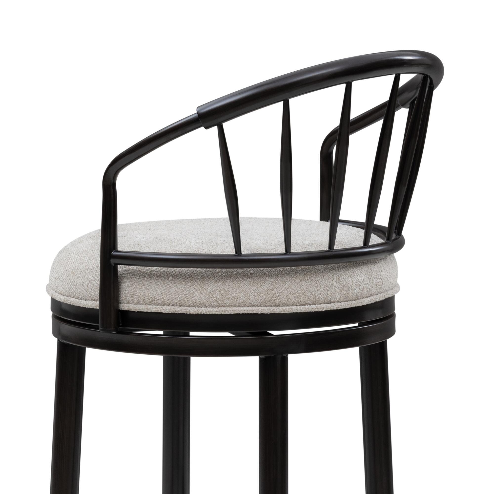 Armen Living LUTHER Swivel Counter Height Barstool, Black/Ivory, large