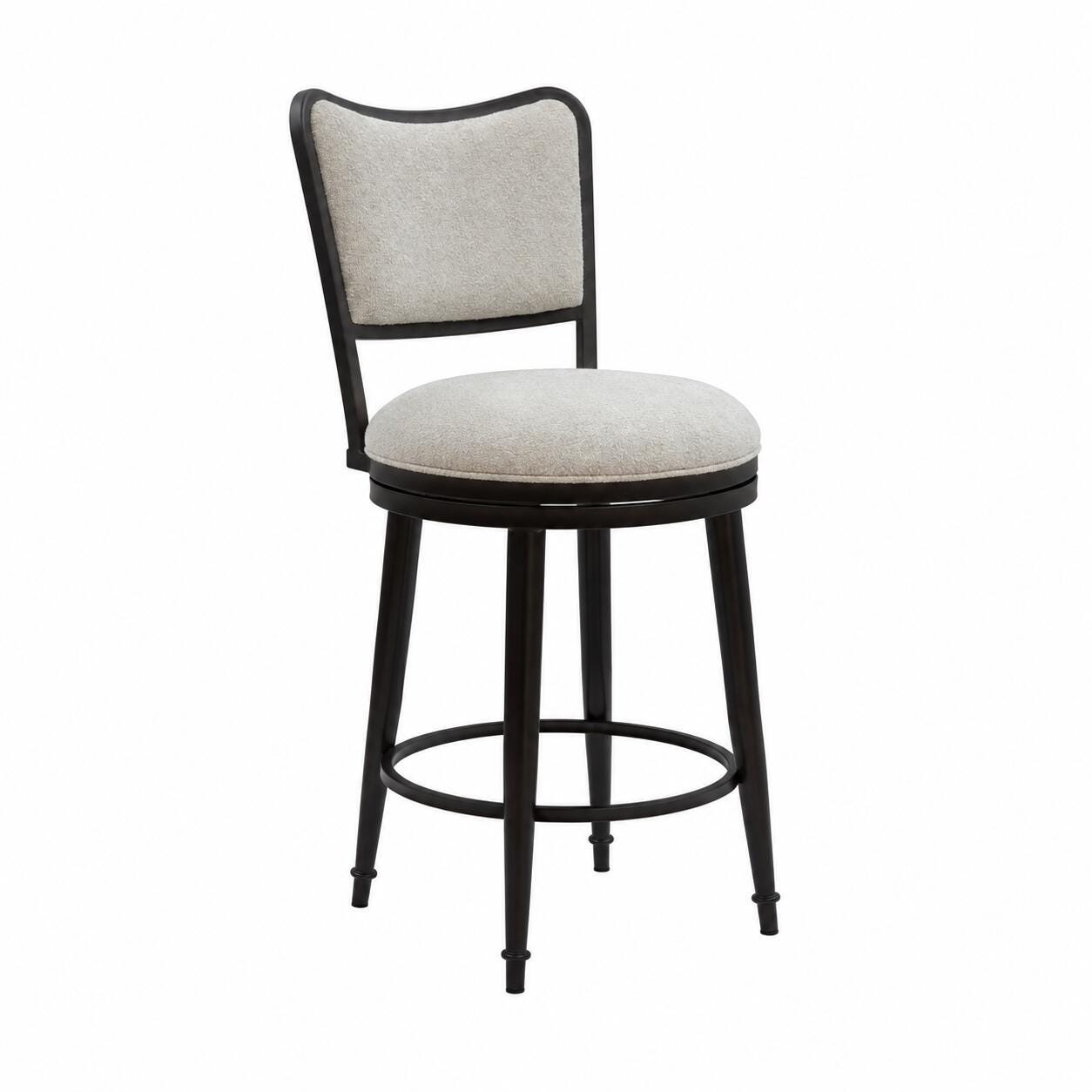 Armen Living BAXTER Swivel Counter Height Barstool, Ivory/Black, large