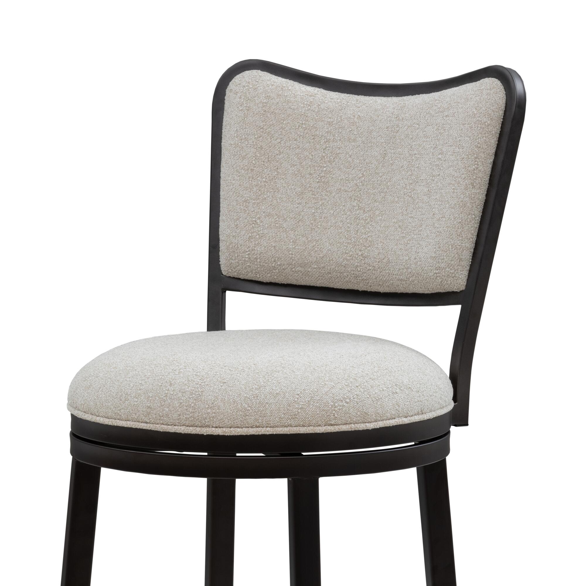 Armen Living BAXTER Swivel Counter Height Barstool, Ivory/Black, large