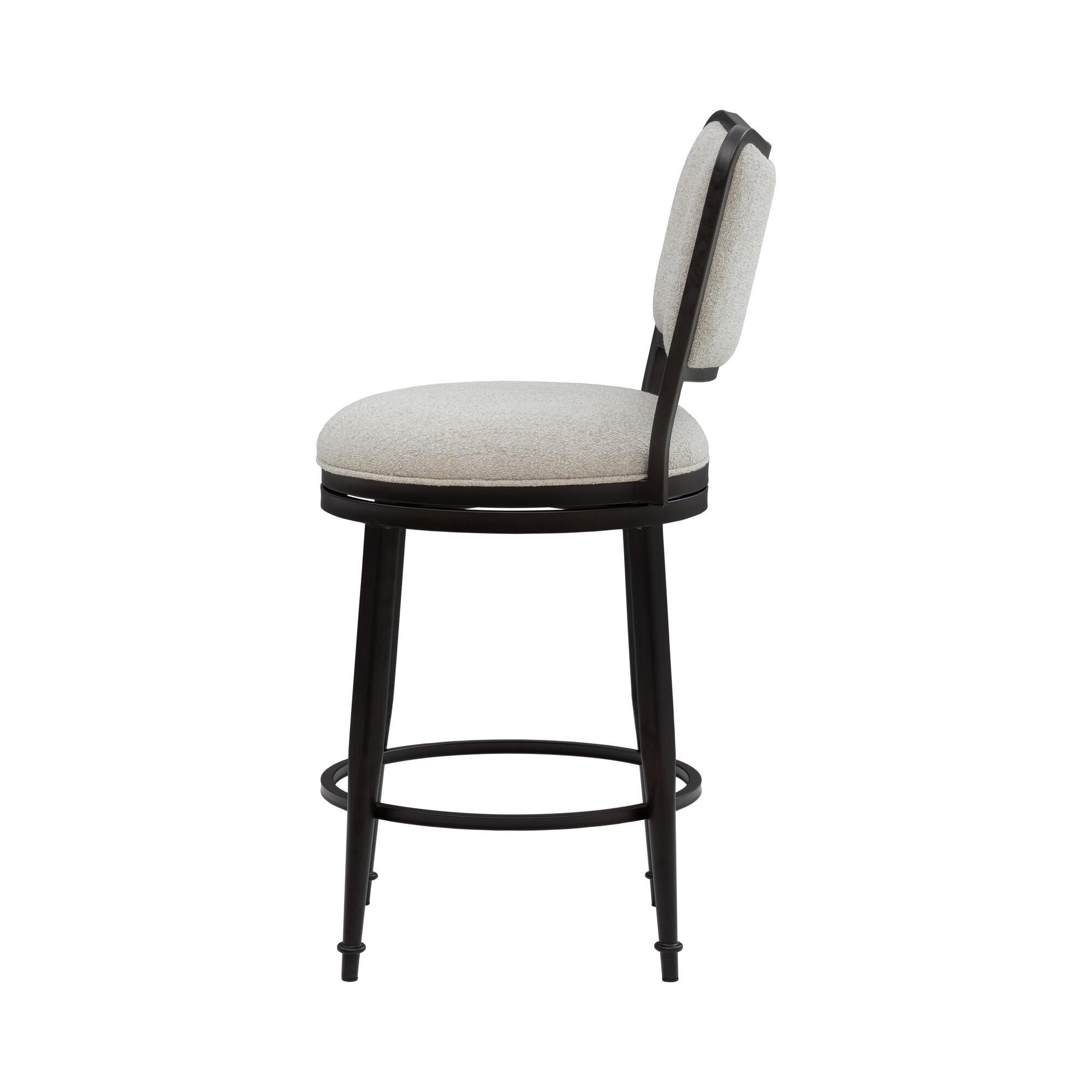 Armen Living BAXTER Swivel Counter Height Barstool, Ivory/Black, large