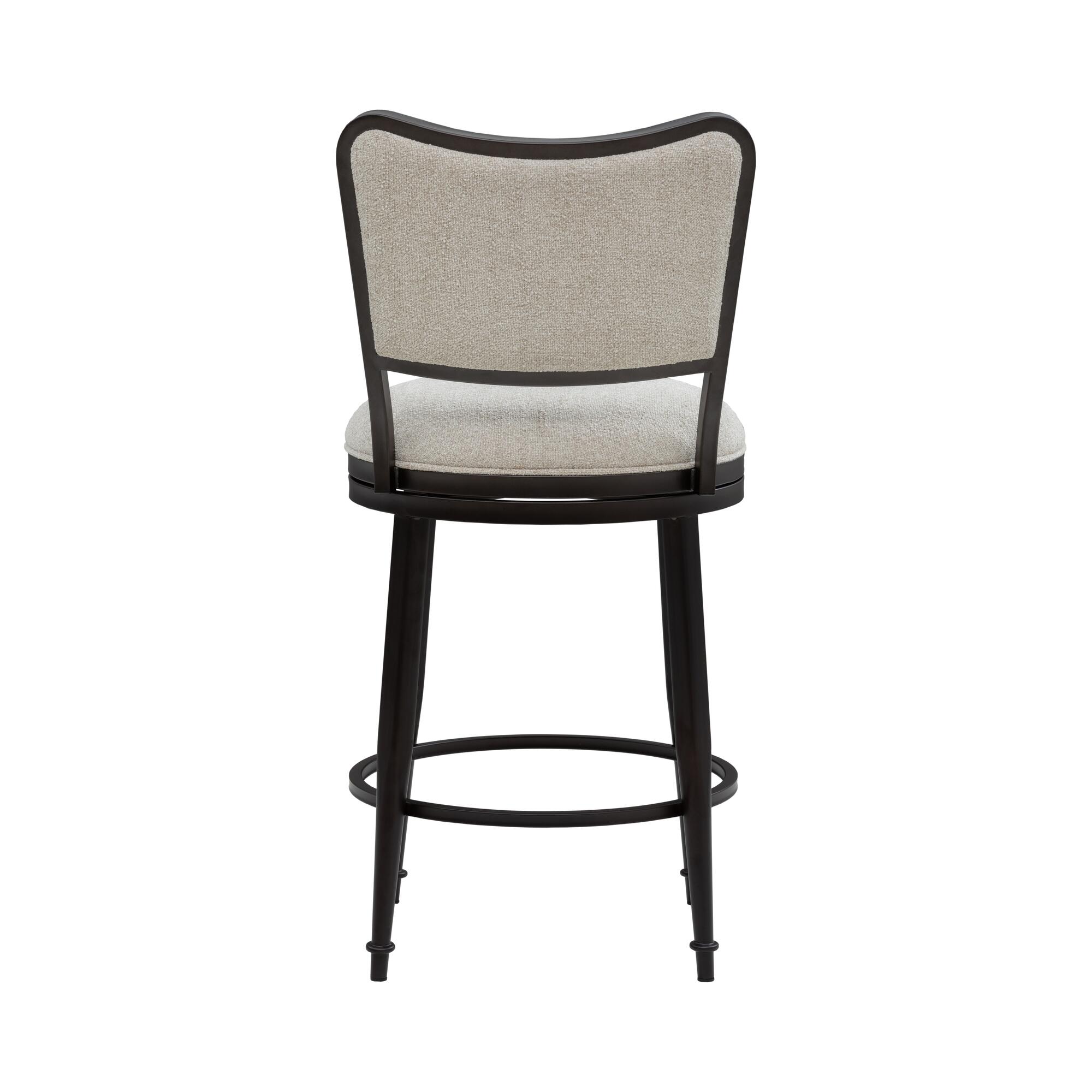Armen Living BAXTER Swivel Counter Height Barstool, Ivory/Black, large