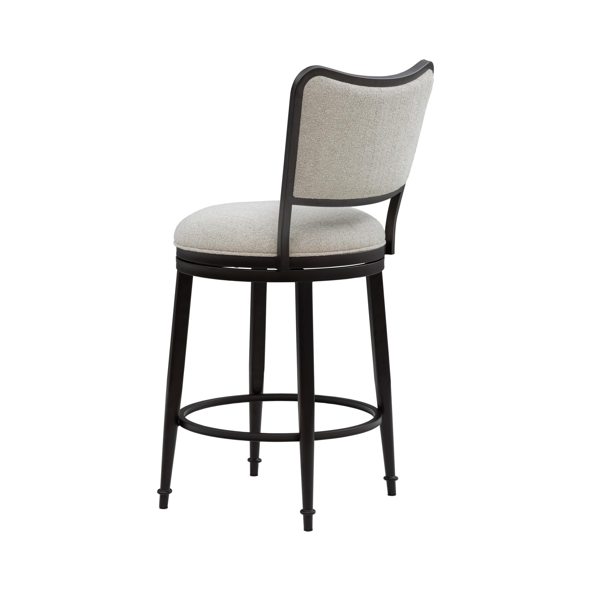 Armen Living BAXTER Swivel Counter Height Barstool, Ivory/Black, large
