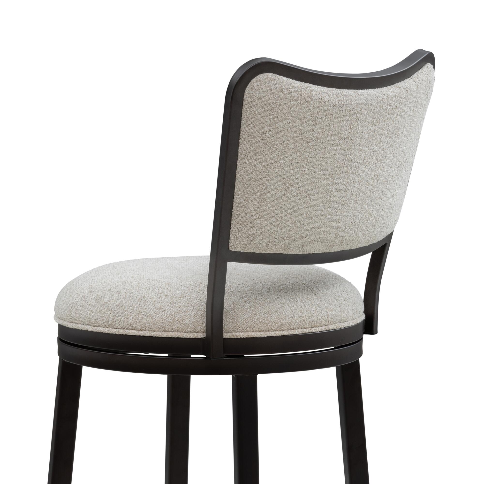 Armen Living BAXTER Swivel Counter Height Barstool, Ivory/Black, large