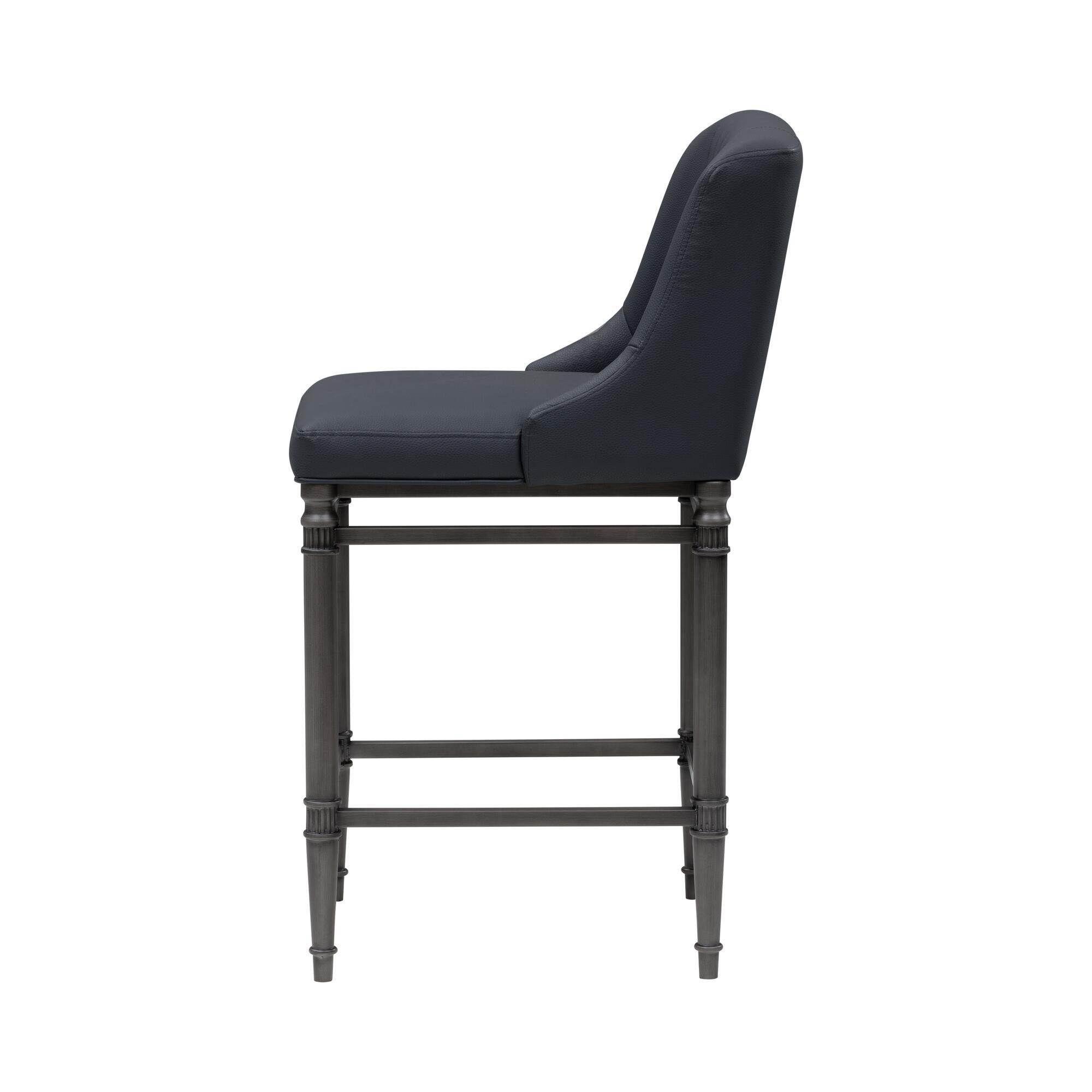 Armen Living MARVIN Counter Height Barstool, Navy Blue, large
