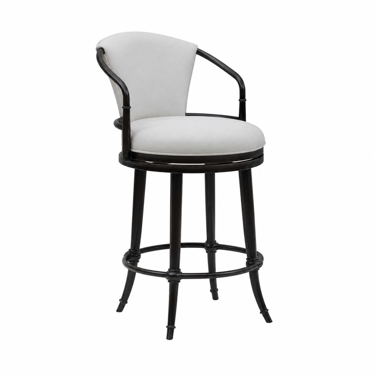 Armen Living OTIS Swivel Counter Height Barstool, White/Black, large