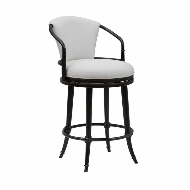 Armen Living OTIS Swivel Counter Height Barstool, White/Black