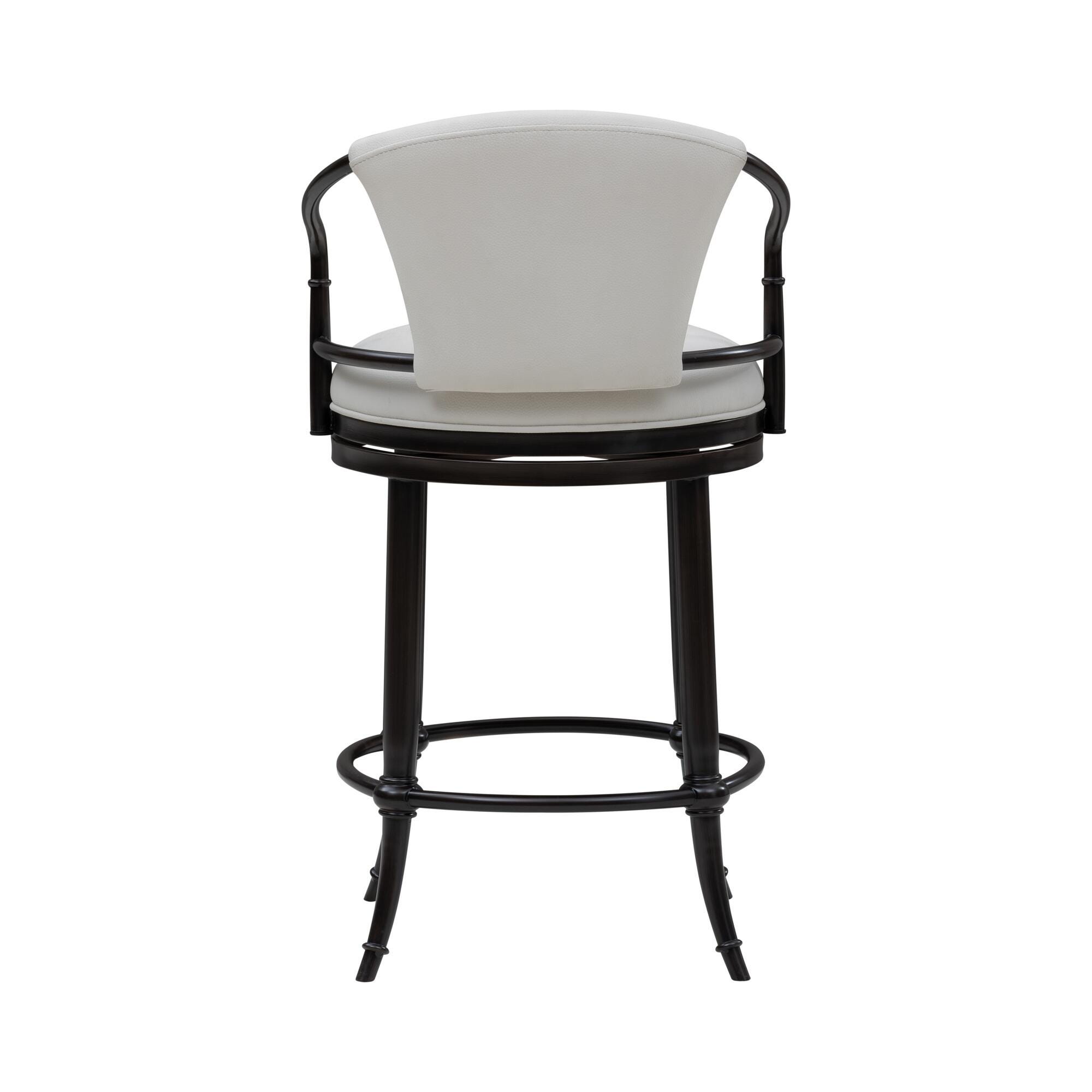 Armen Living OTIS Swivel Counter Height Barstool, White/Black, large