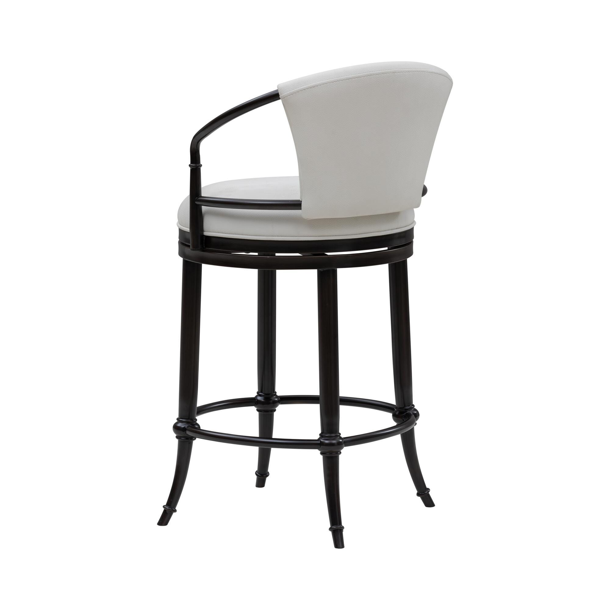 Armen Living OTIS Swivel Counter Height Barstool, White/Black, large