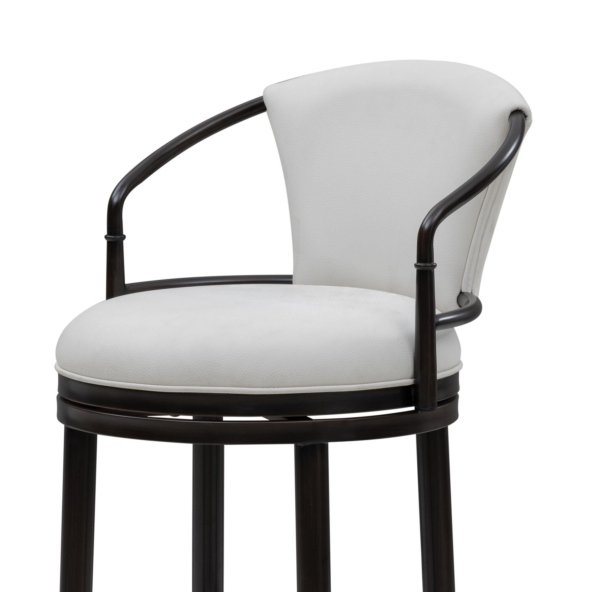 Armen Living OTIS Swivel Counter Height Barstool, White/Black, large