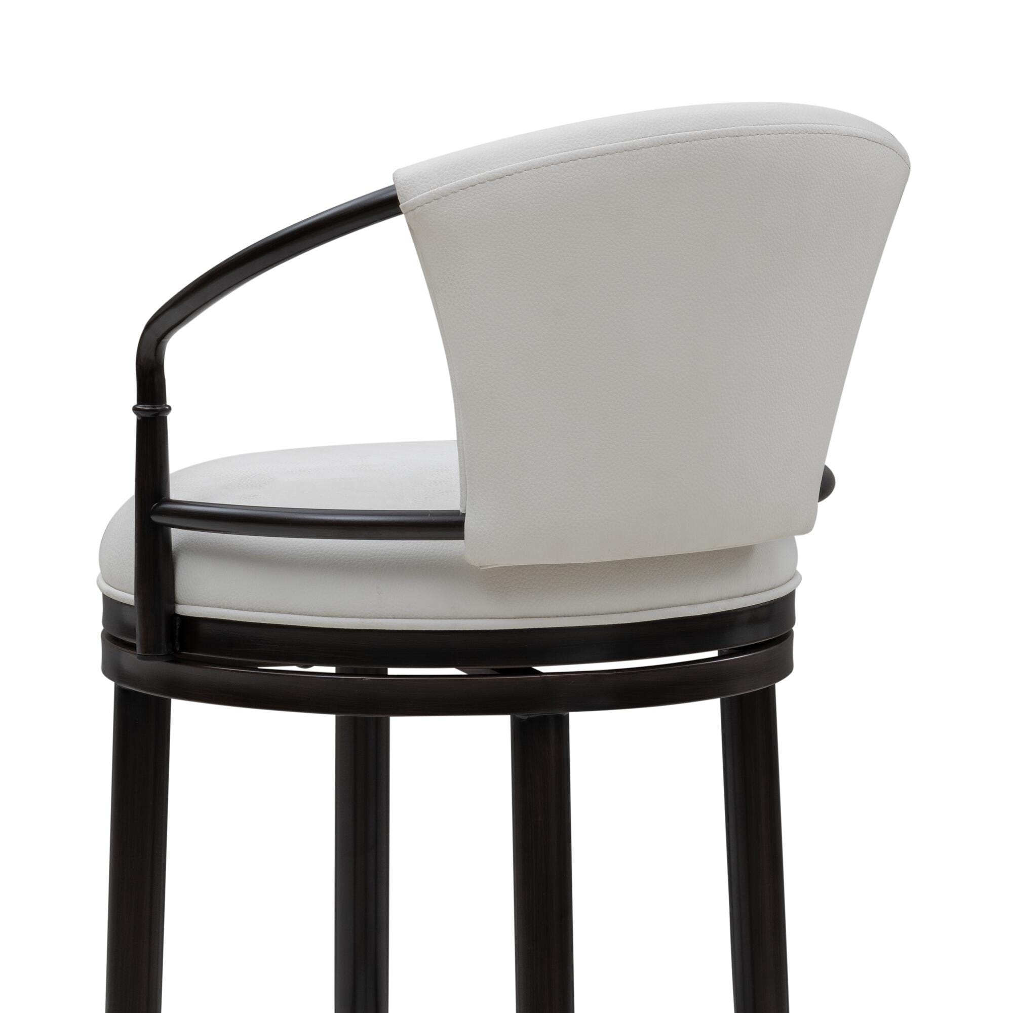 Armen Living OTIS Swivel Counter Height Barstool, White/Black, large