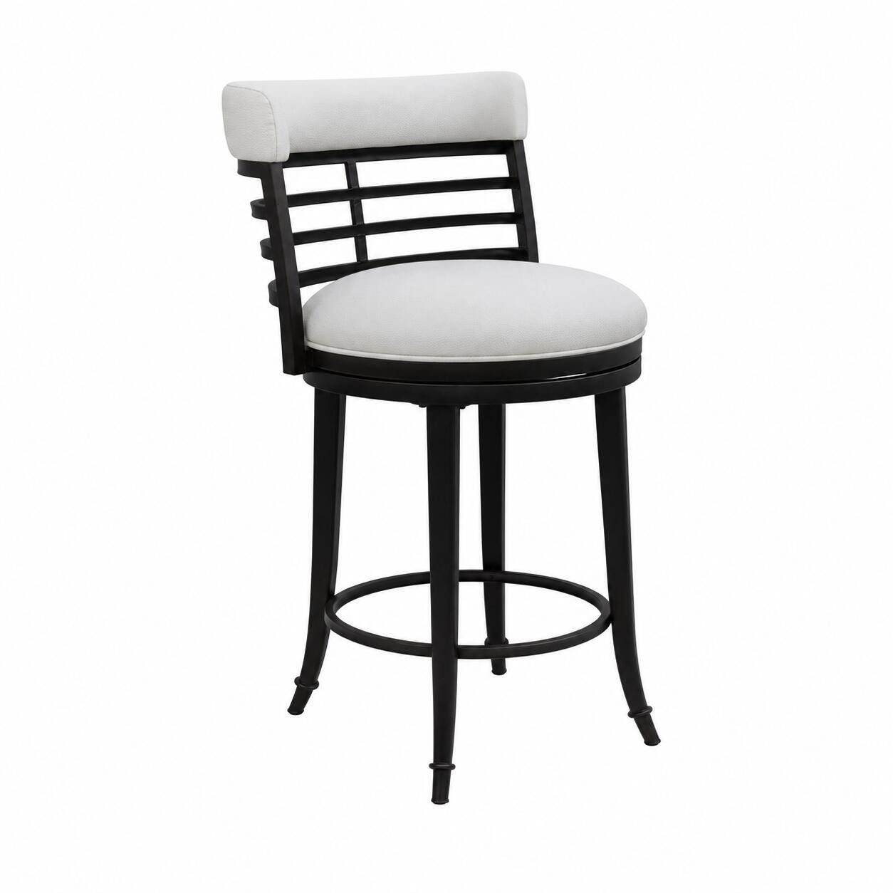 Armen Living TELIA Swivel Counter Height Barstool, White, large