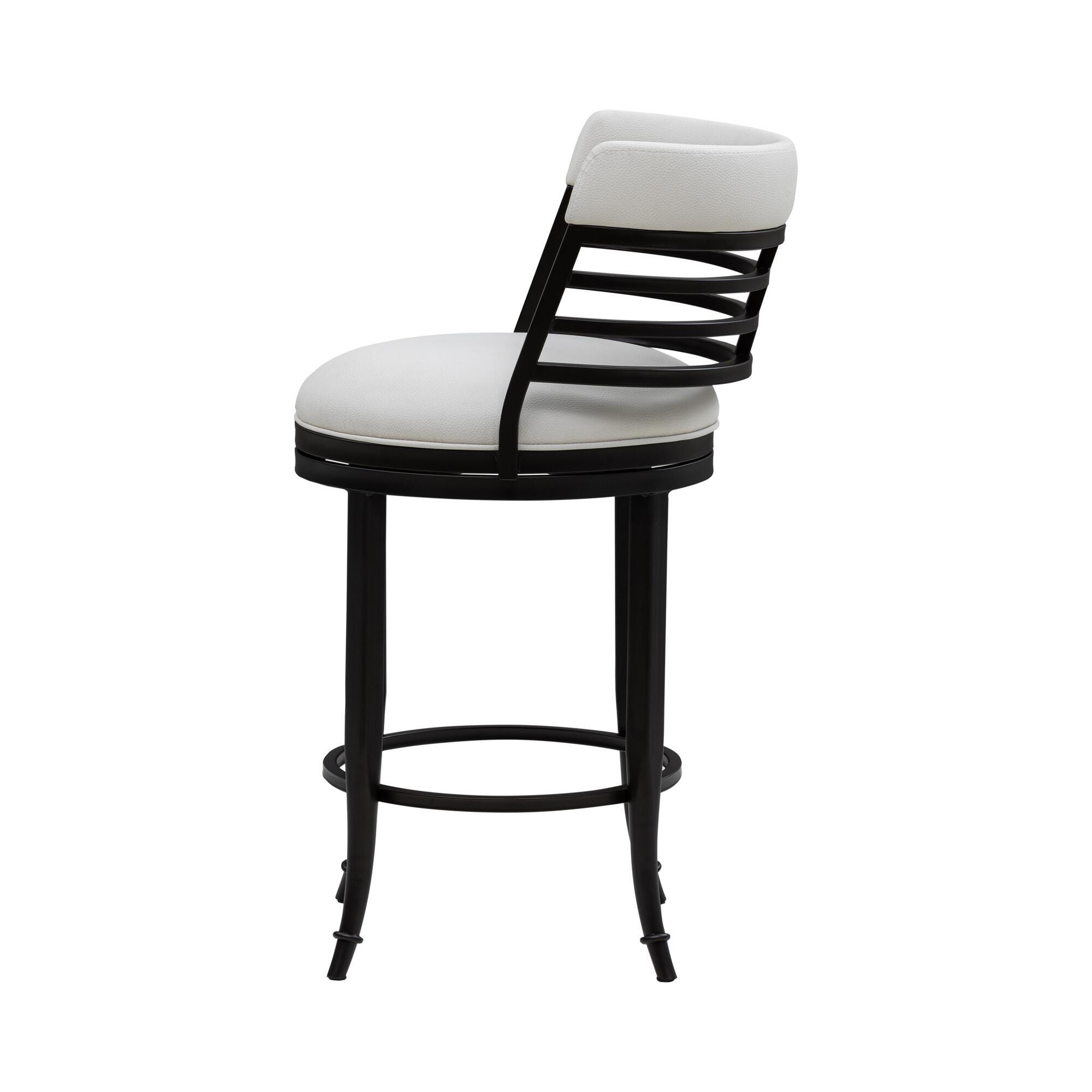Armen Living TELIA Swivel Counter Height Barstool, White, large