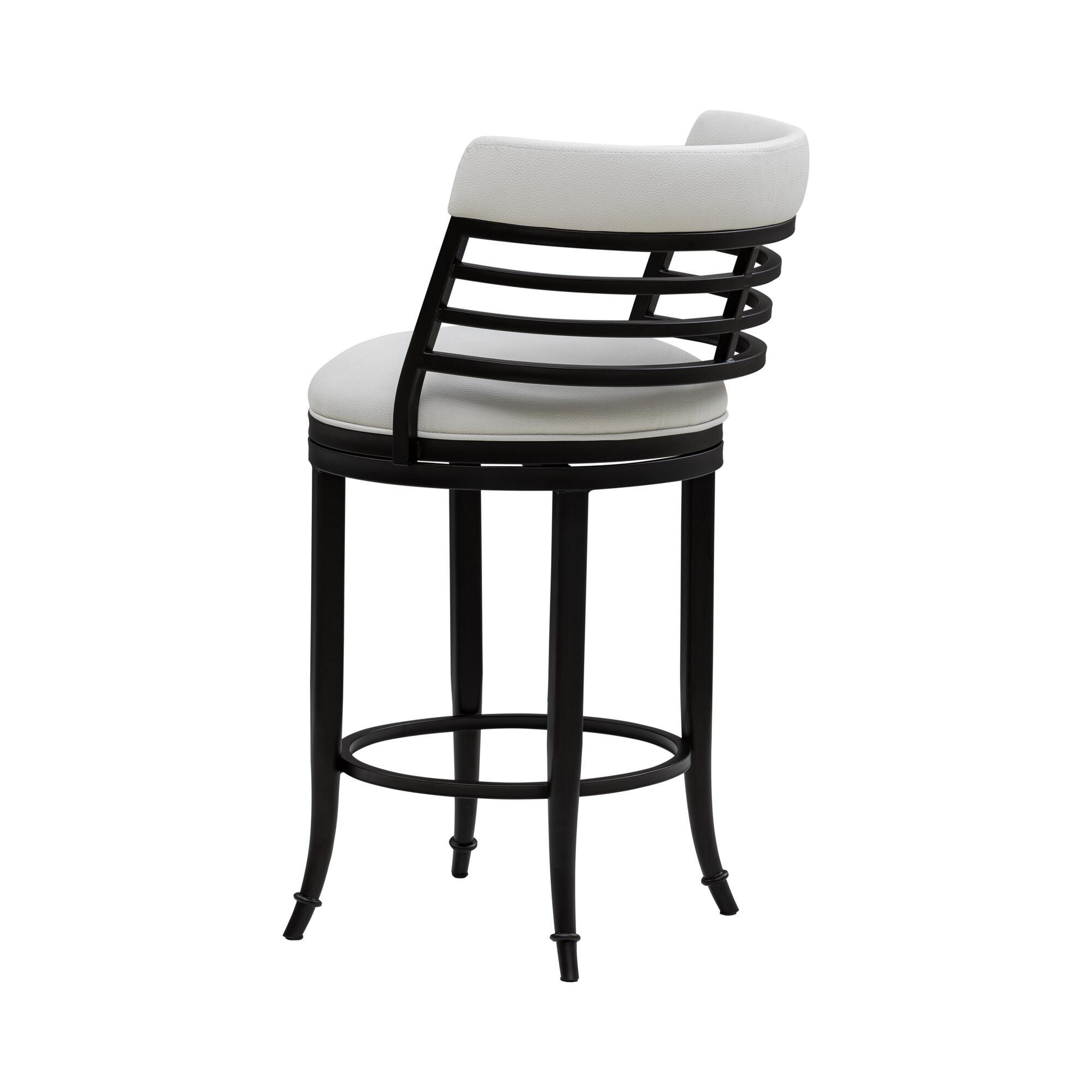 Armen Living TELIA Swivel Counter Height Barstool, White, large