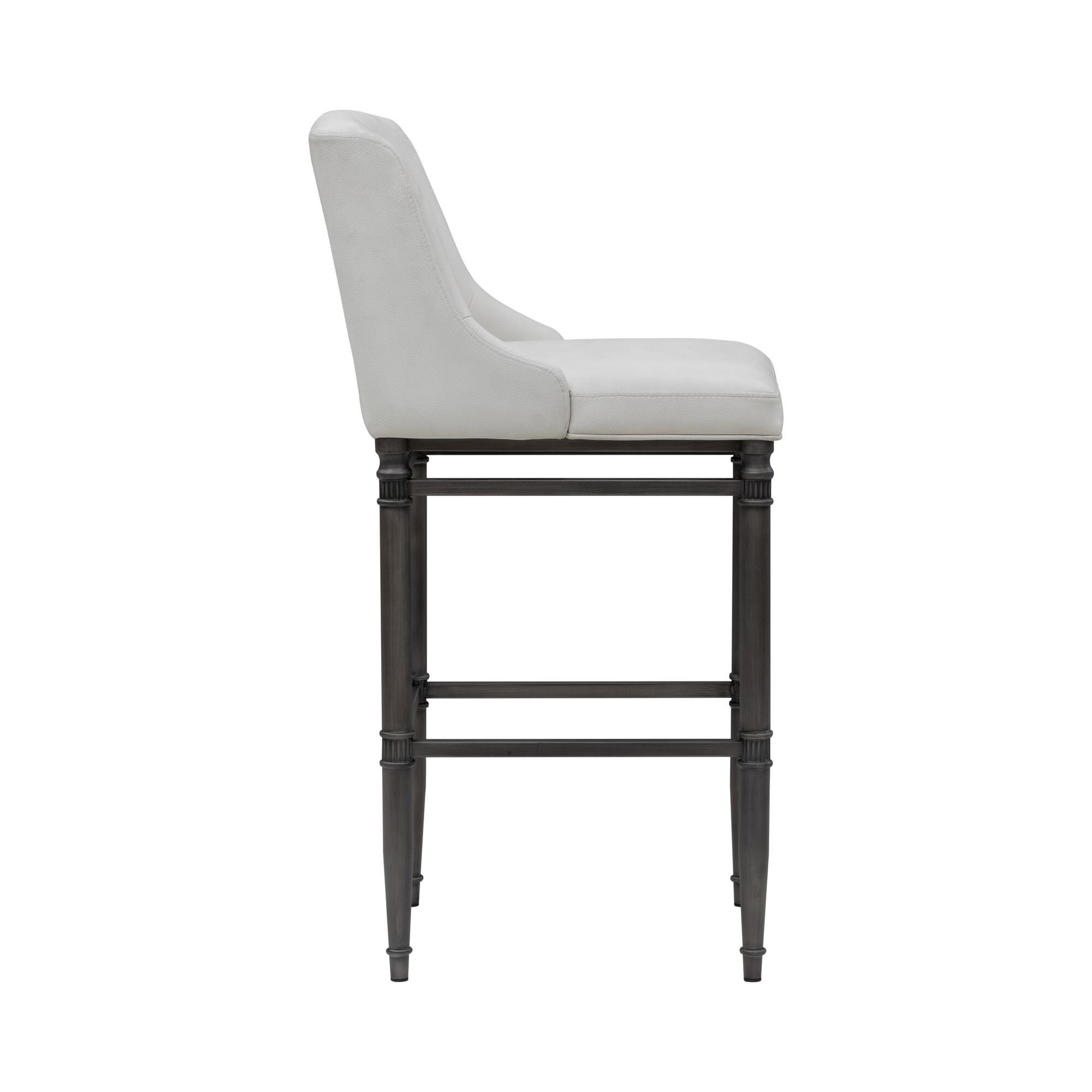 Armen Living MARVIN Bar Height Barstool, White, large