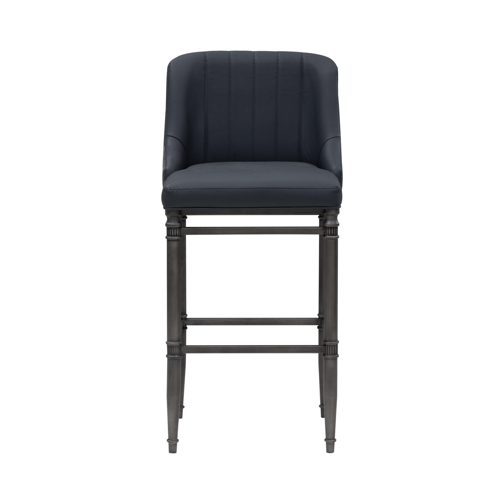 Armen Living MARVIN Bar Height Barstool, Navy Blue, large