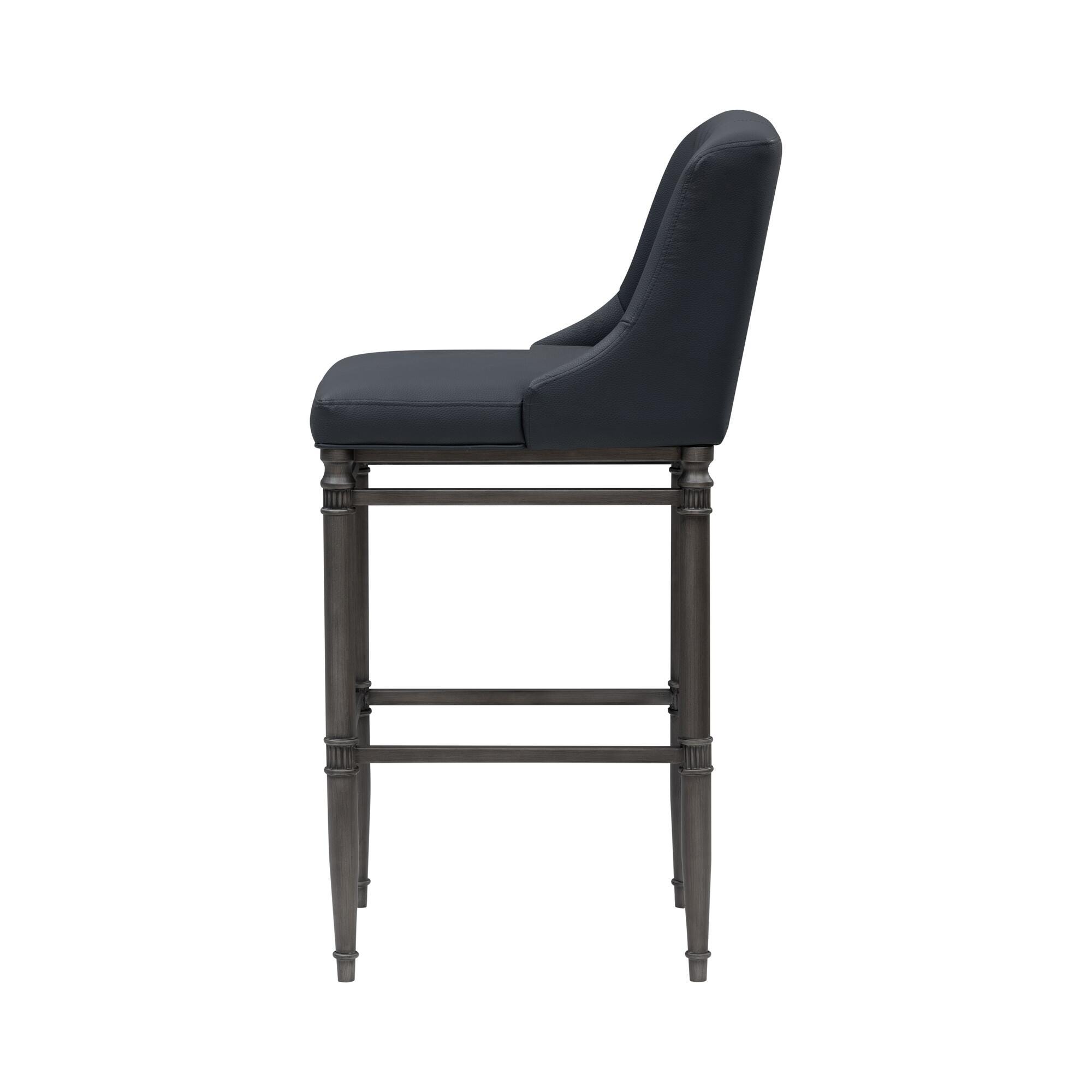 Armen Living MARVIN Bar Height Barstool, Navy Blue, large