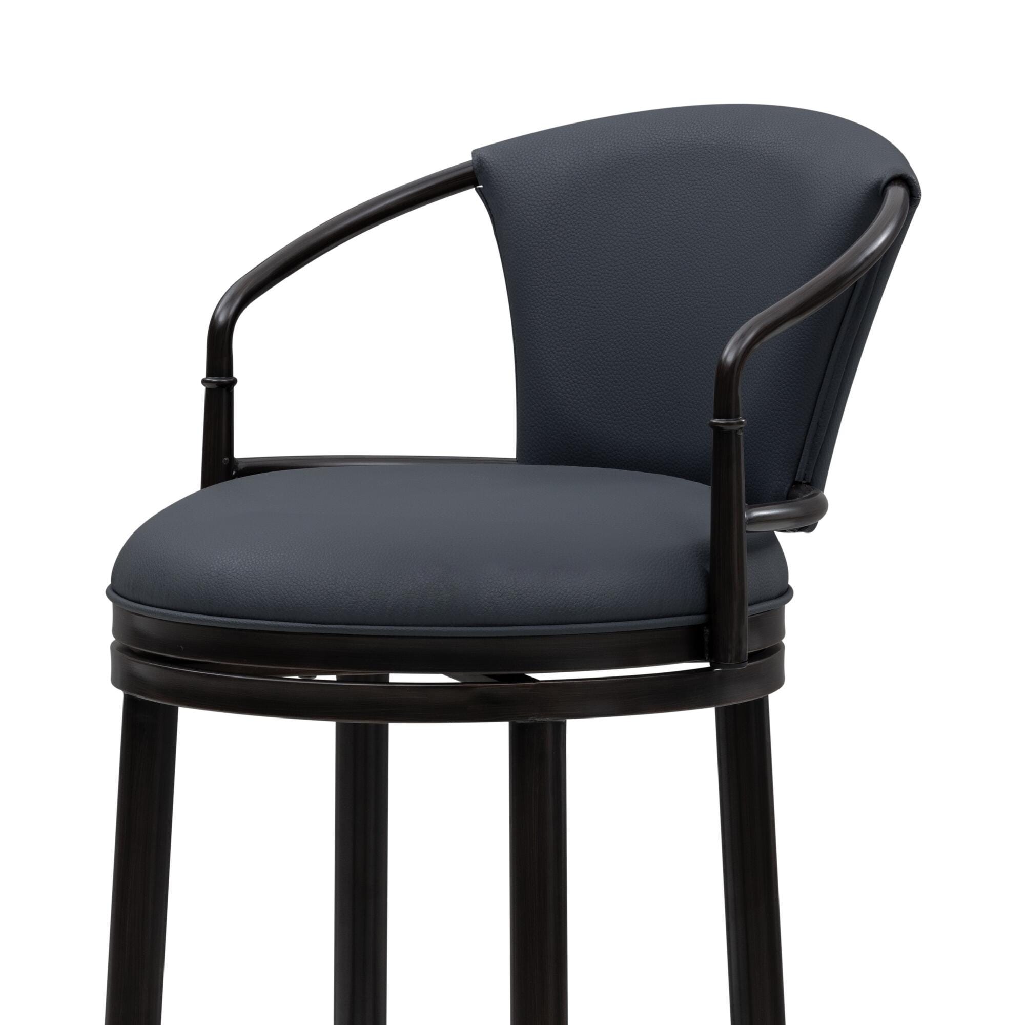 Armen Living OTIS Swivel Bar Height Barstool, Navy Blue/Black, large