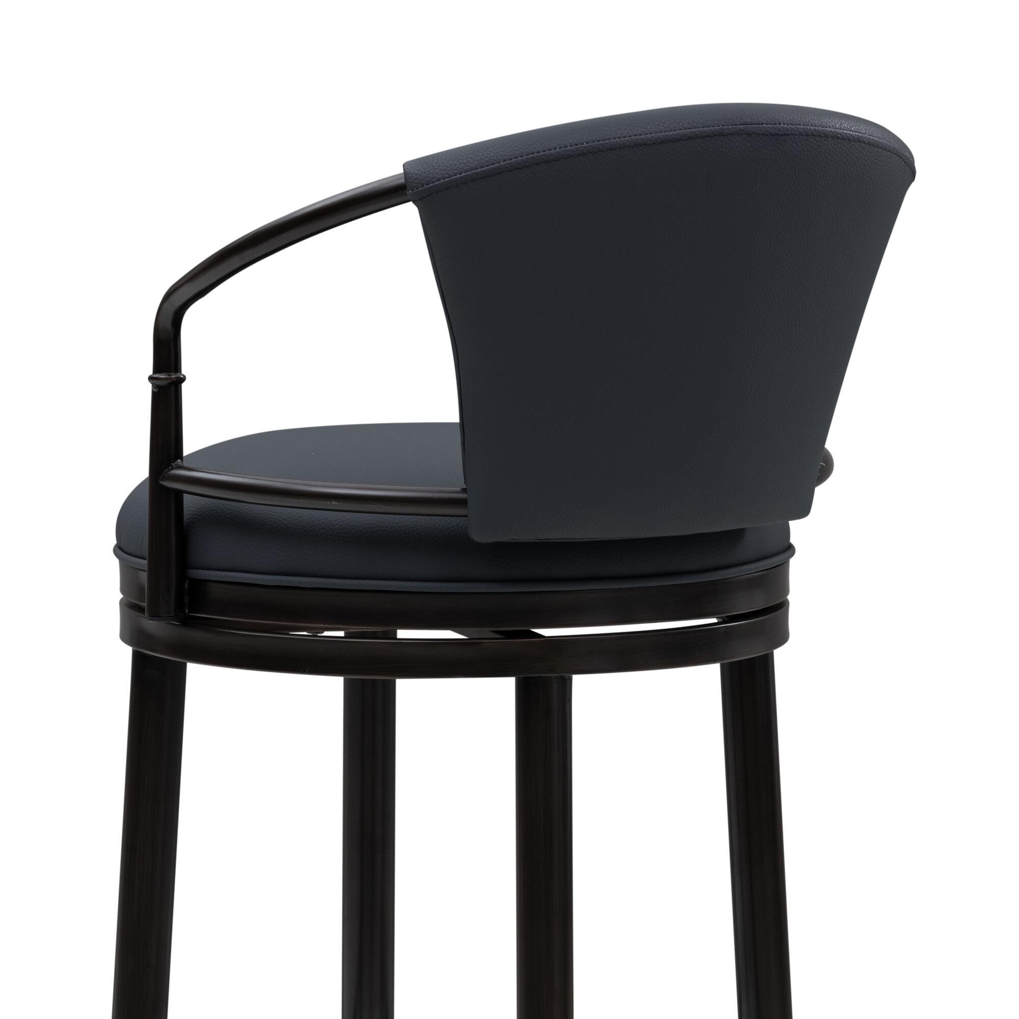 Armen Living OTIS Swivel Bar Height Barstool, Navy Blue/Black, large