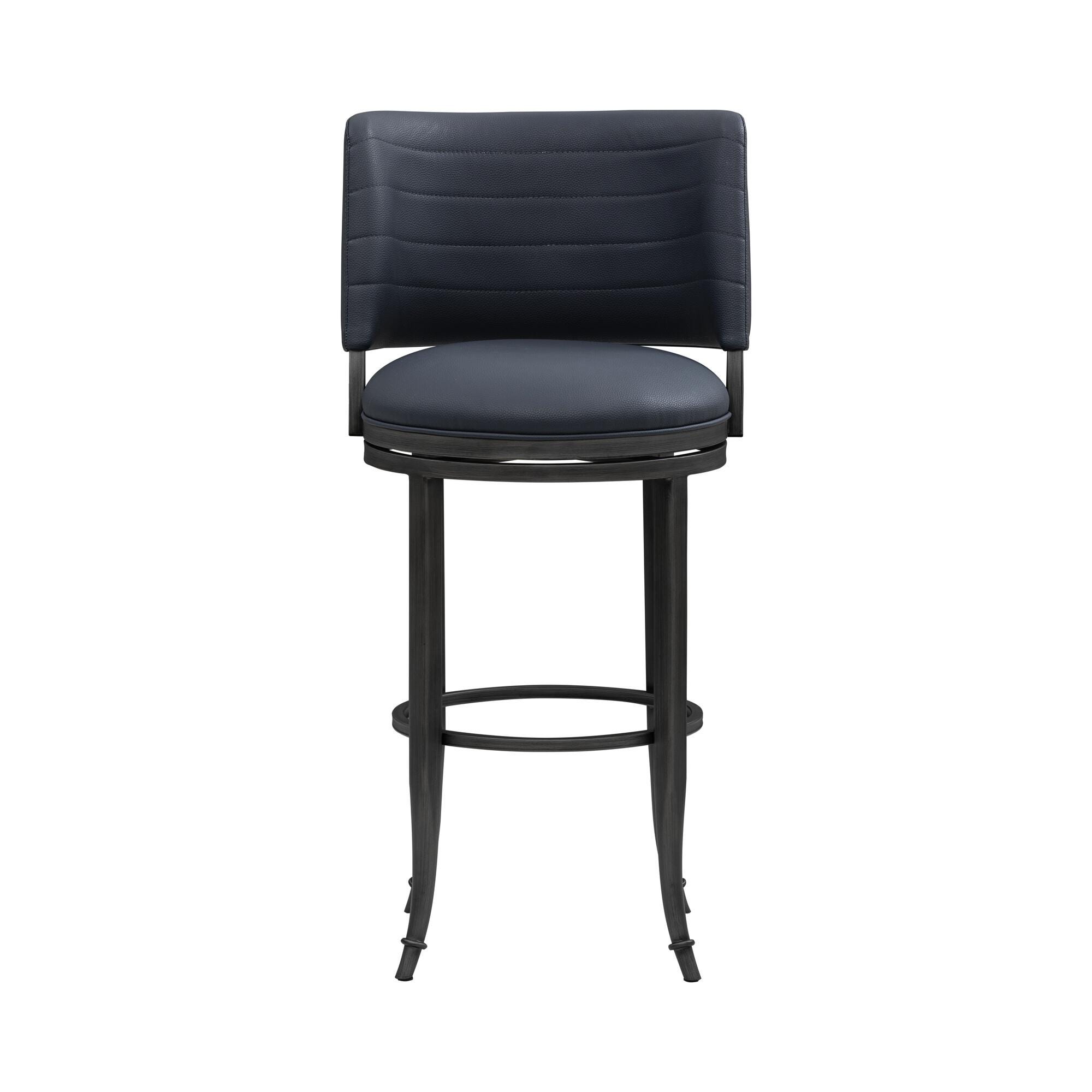 Armen Living TORRES Swivel Bar Height Barstool, Navy Blue, large