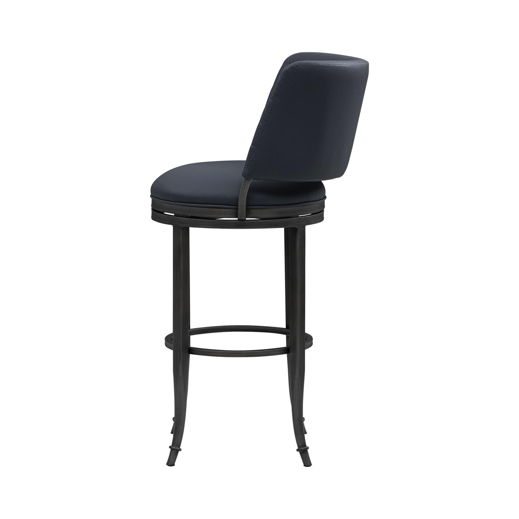 Armen Living TORRES Swivel Bar Height Barstool, Navy Blue, large