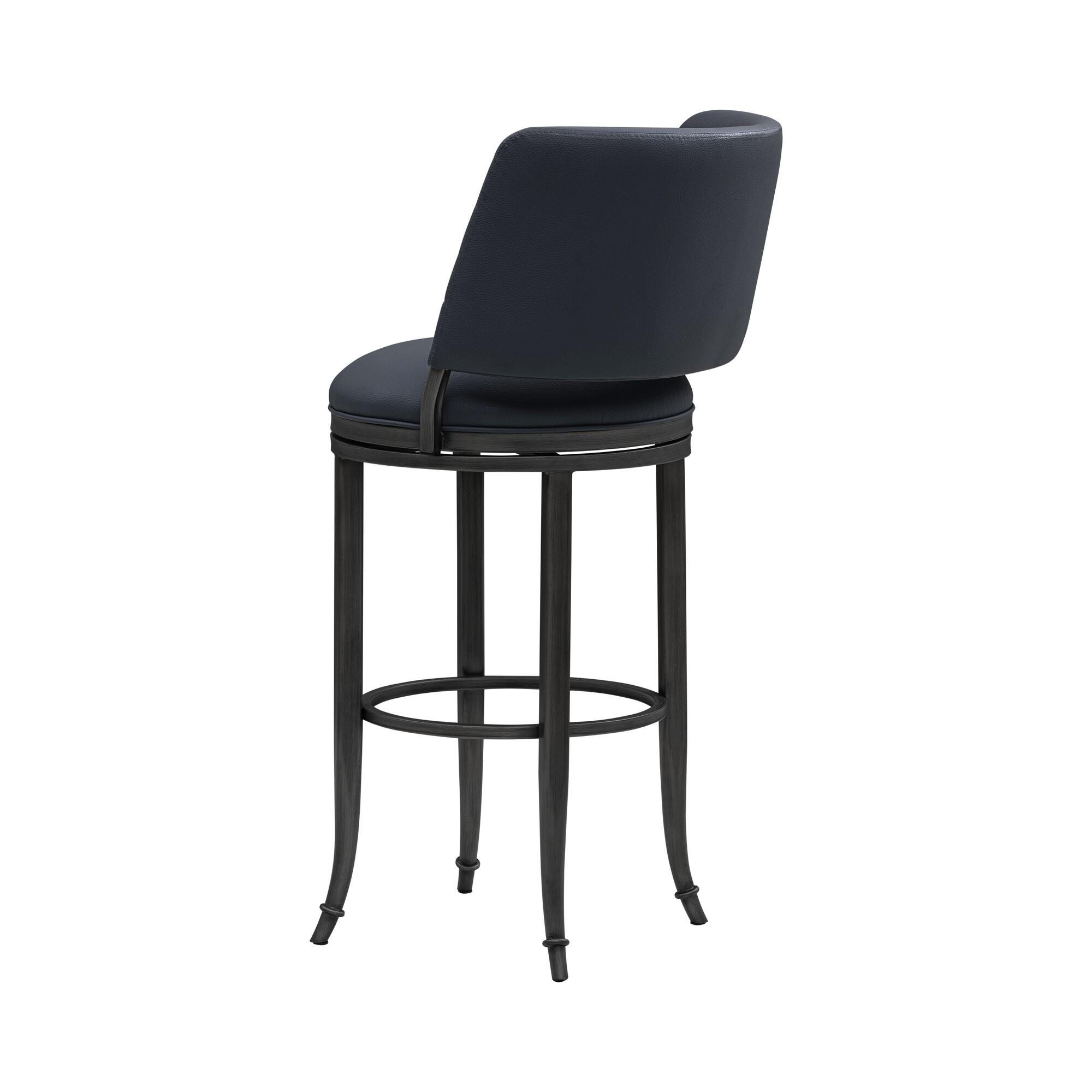 Armen Living TORRES Swivel Bar Height Barstool, Navy Blue, large