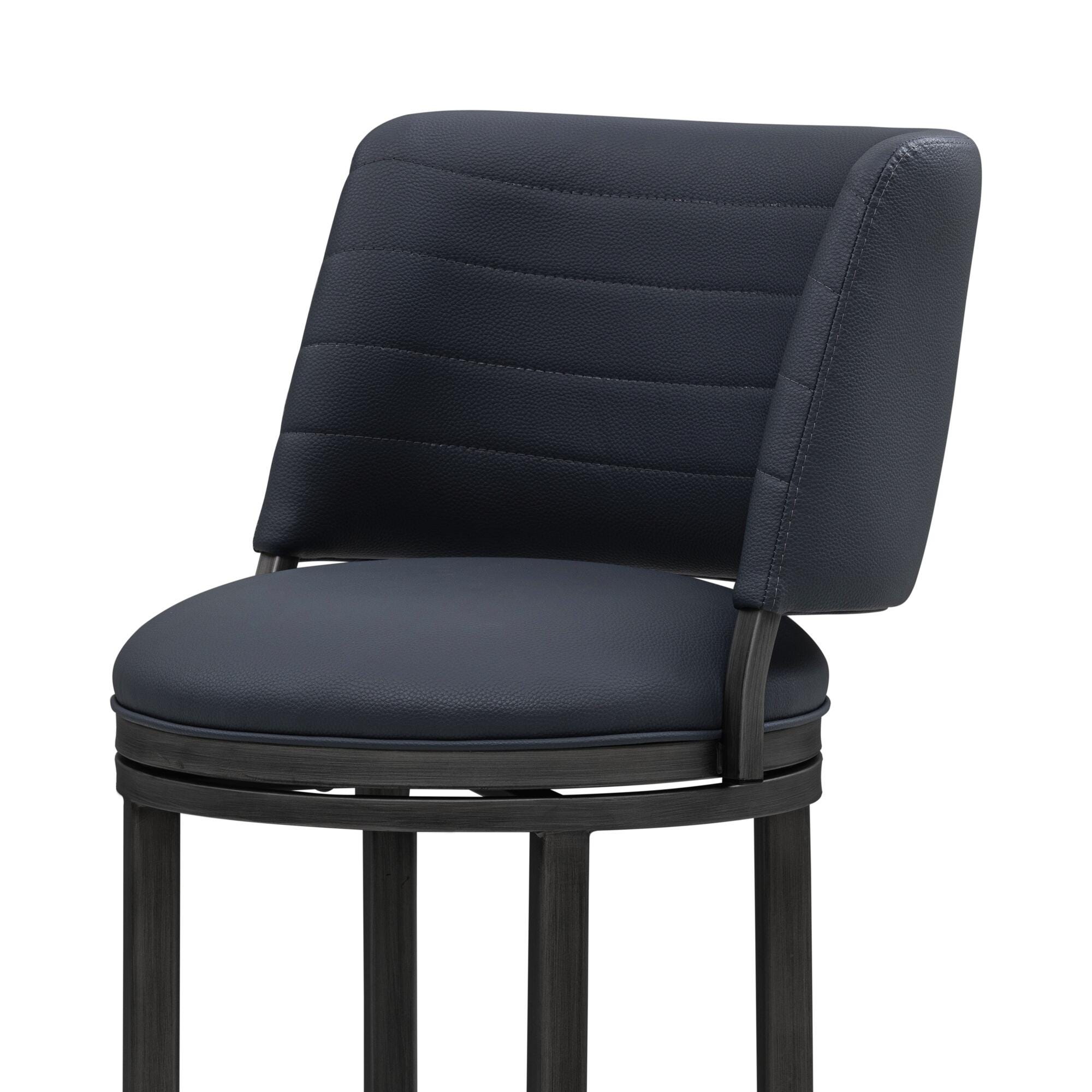 Armen Living TORRES Swivel Bar Height Barstool, Navy Blue, large