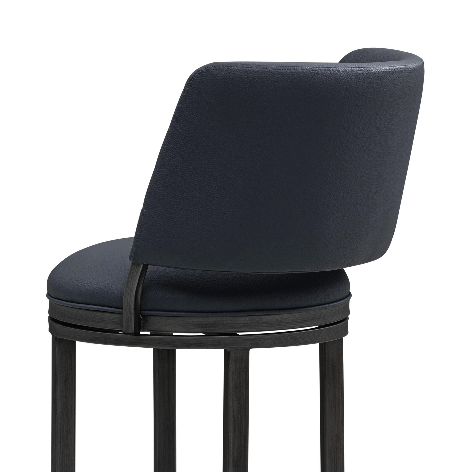 Armen Living TORRES Swivel Bar Height Barstool, Navy Blue, large