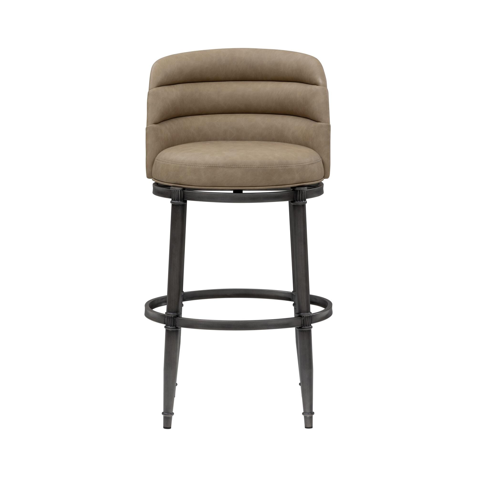 Armen Living EUNICE Swivel Bar Height Barstool, Taupe, large
