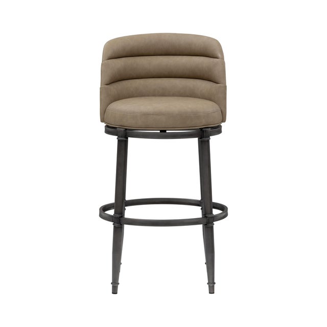 Armen Living EUNICE Swivel Bar Height Barstool, Taupe