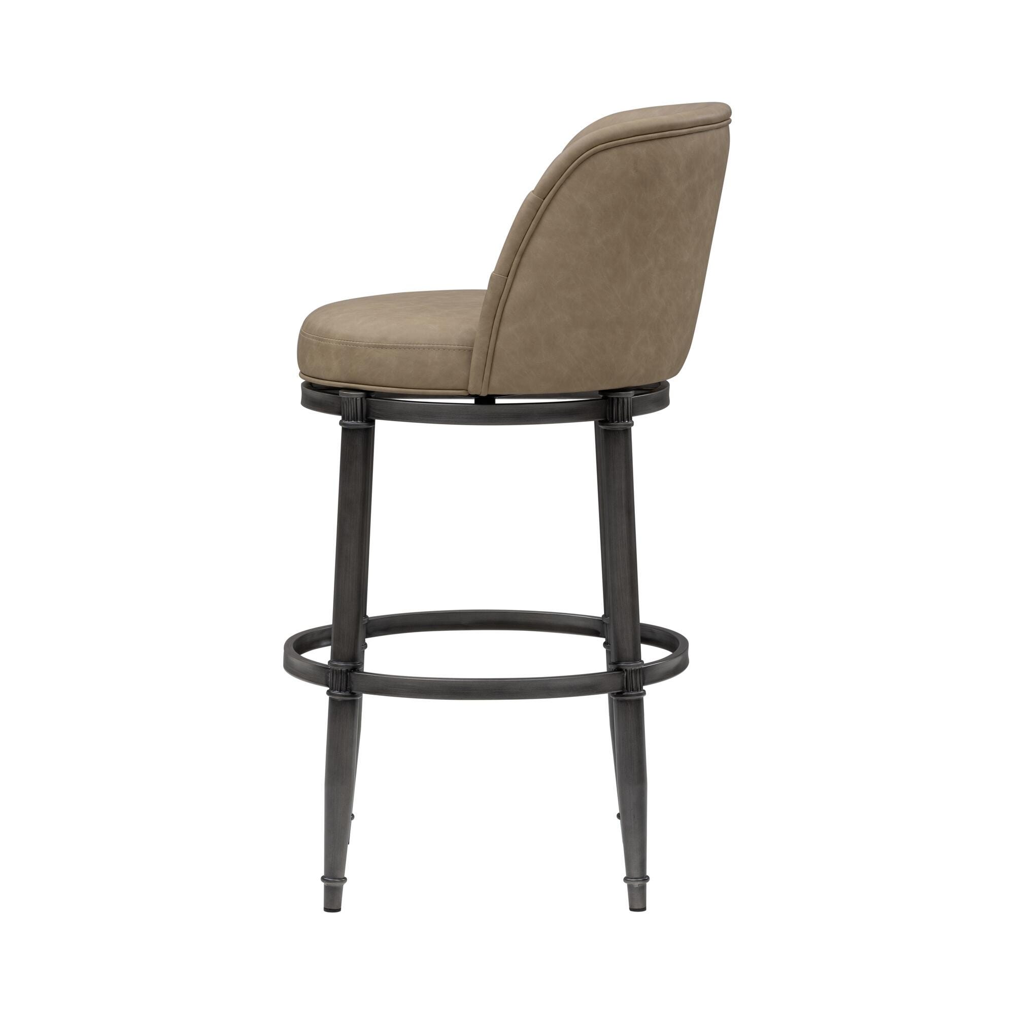 Armen Living EUNICE Swivel Bar Height Barstool, Taupe, large