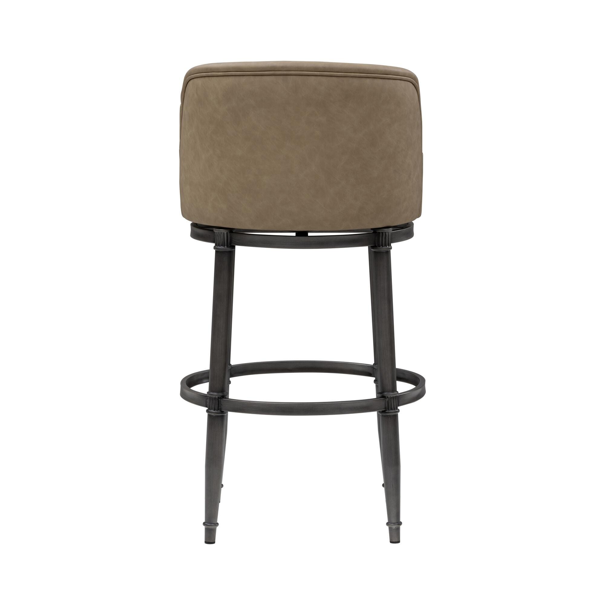 Armen Living EUNICE Swivel Bar Height Barstool, Taupe, large
