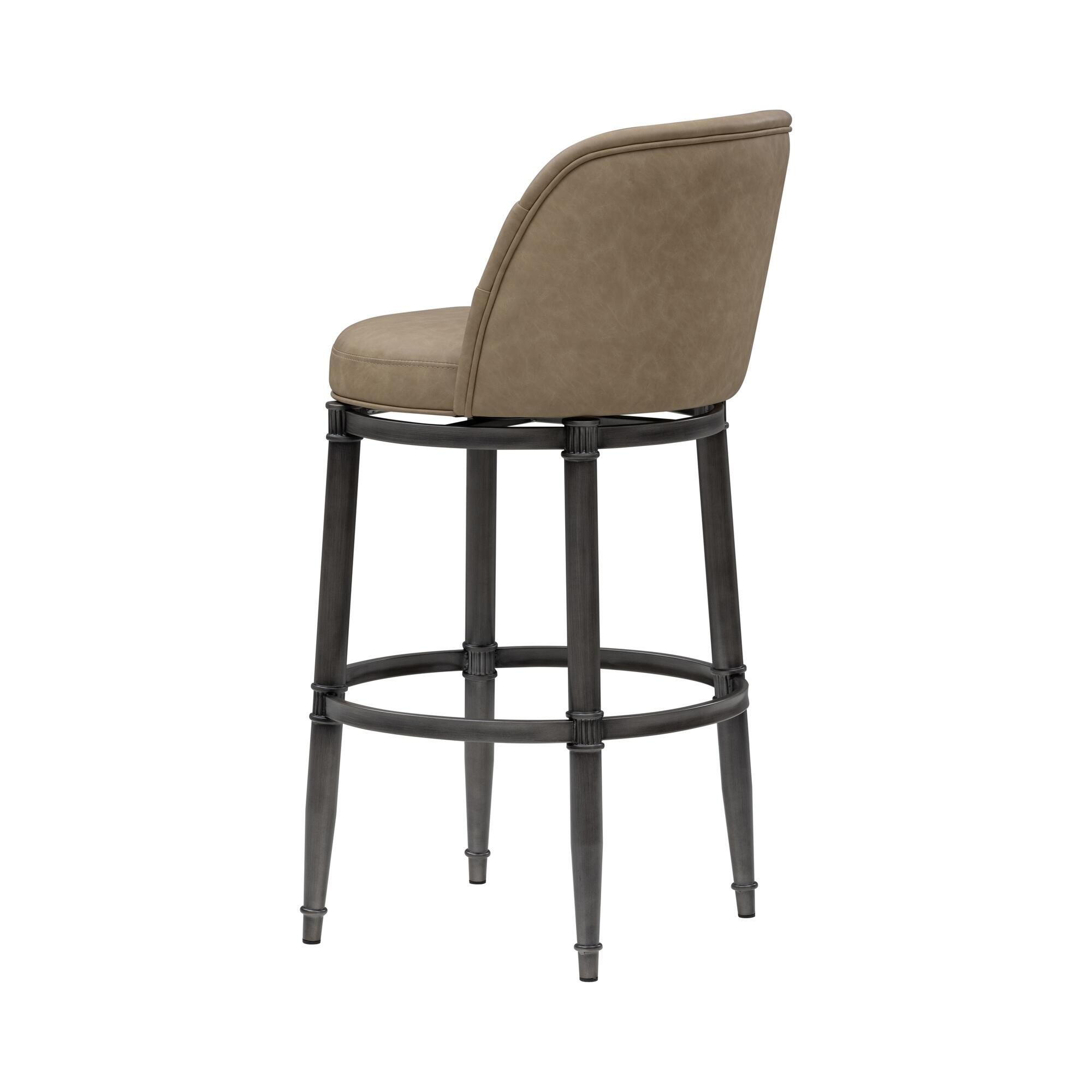 Armen Living EUNICE Swivel Bar Height Barstool, Taupe, large