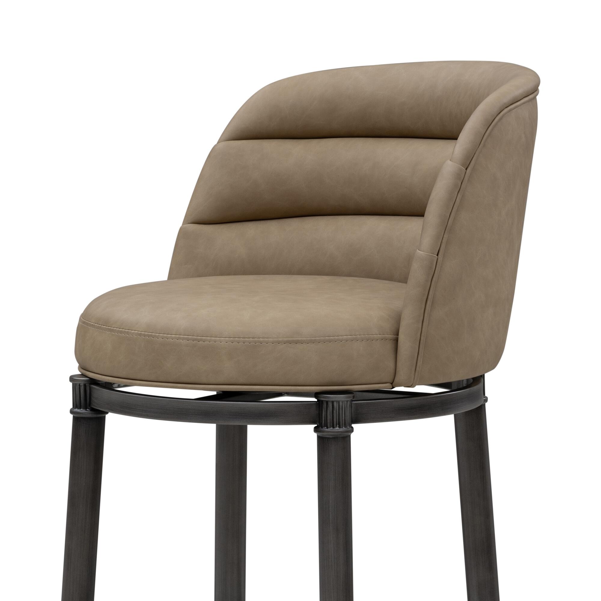 Armen Living EUNICE Swivel Bar Height Barstool, Taupe, large