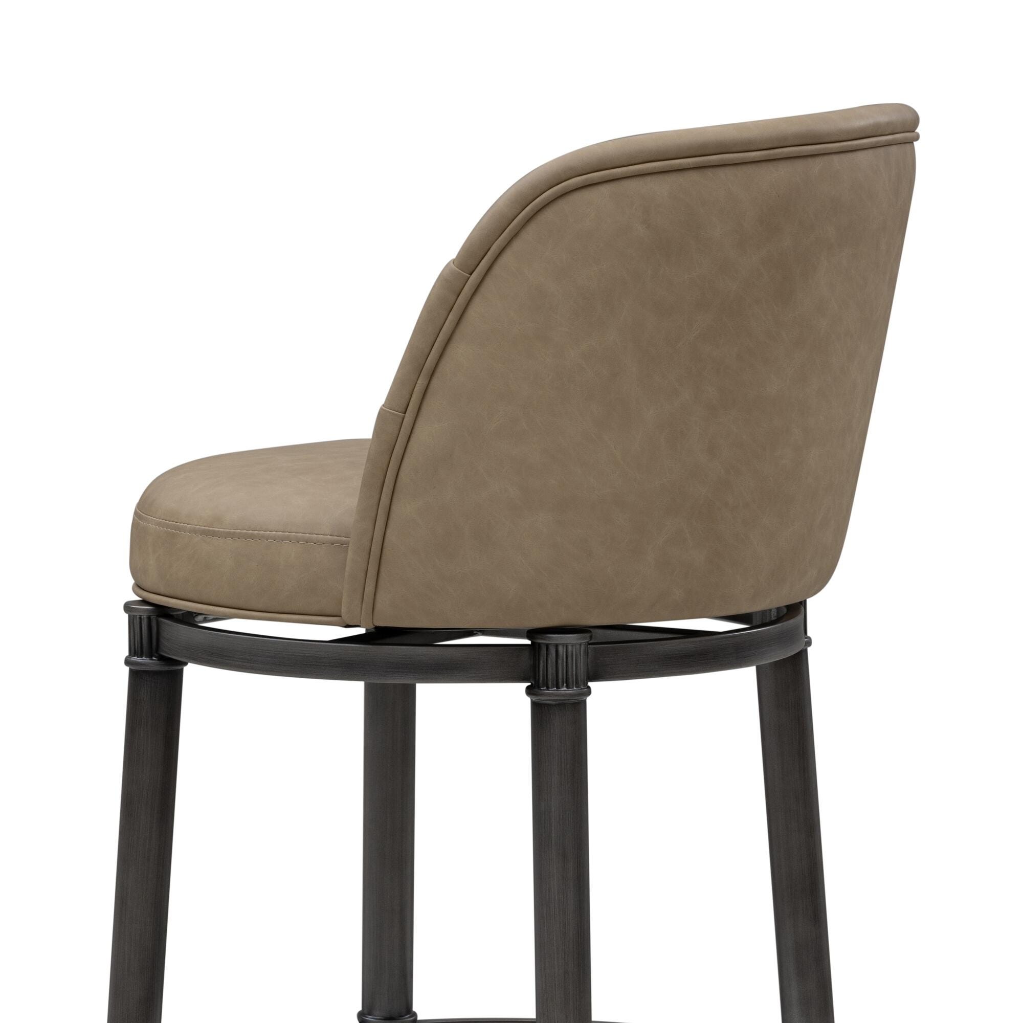 Armen Living EUNICE Swivel Bar Height Barstool, Taupe, large