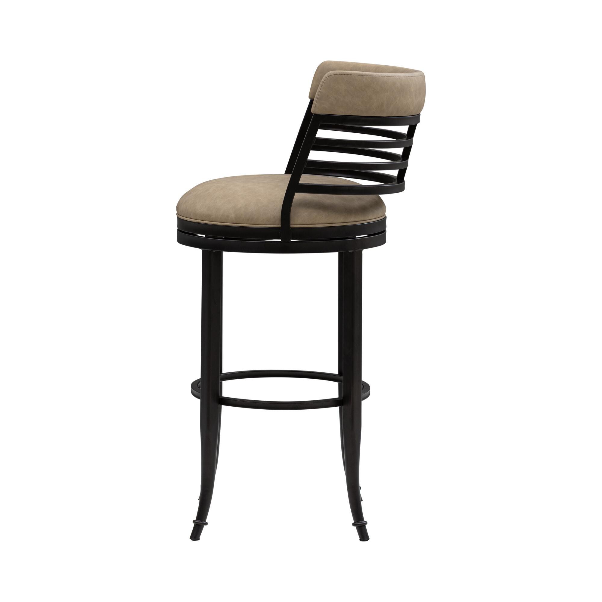 Armen Living TELIA Swivel Bar Height Barstool, Taupe, large