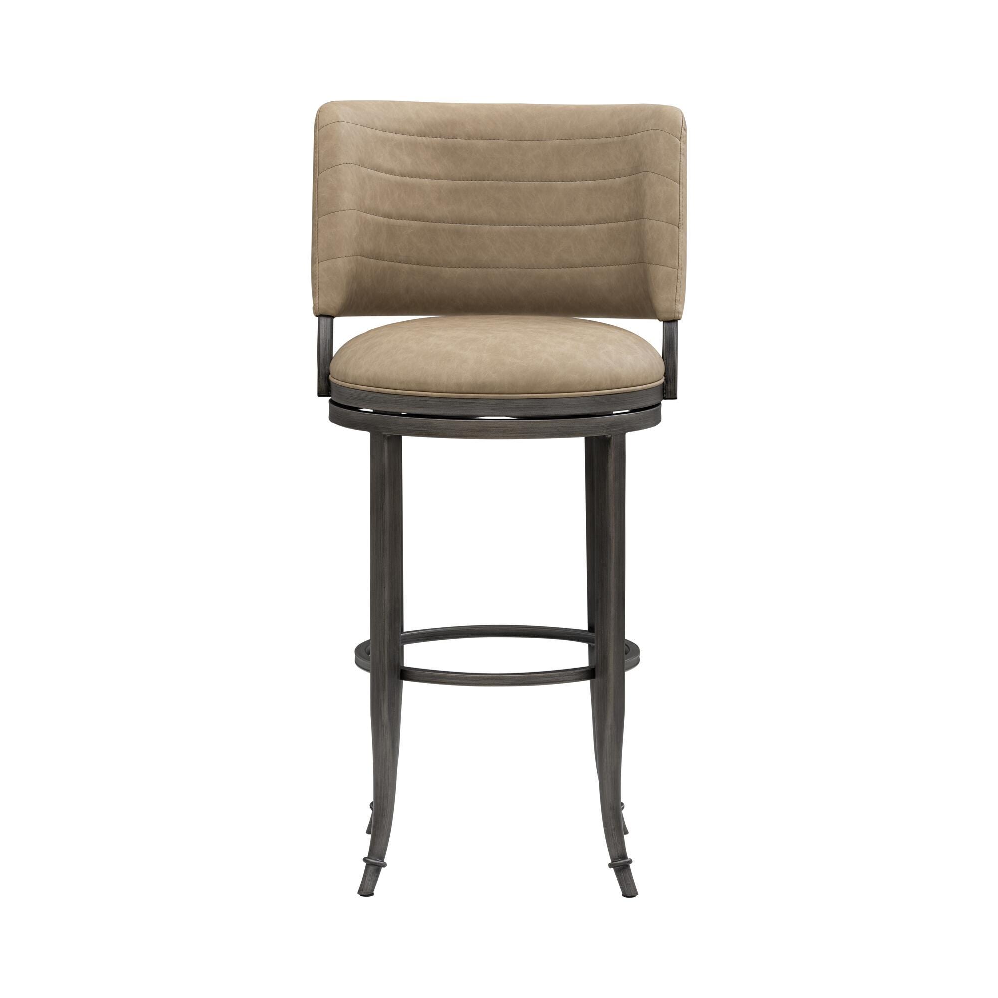 Armen Living TORRES Swivel Bar Height Barstool, Taupe, large