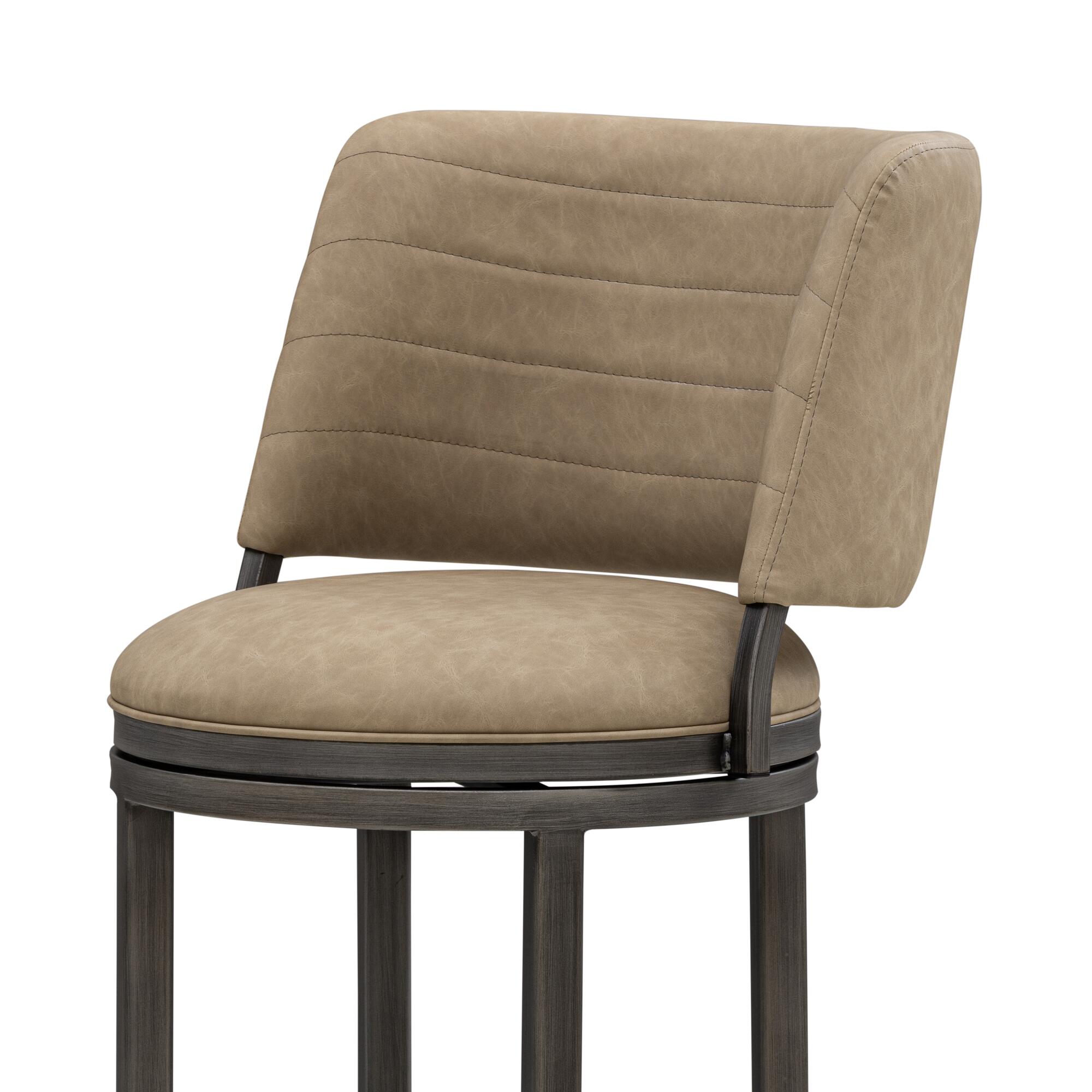 Armen Living TORRES Swivel Bar Height Barstool, Taupe, large