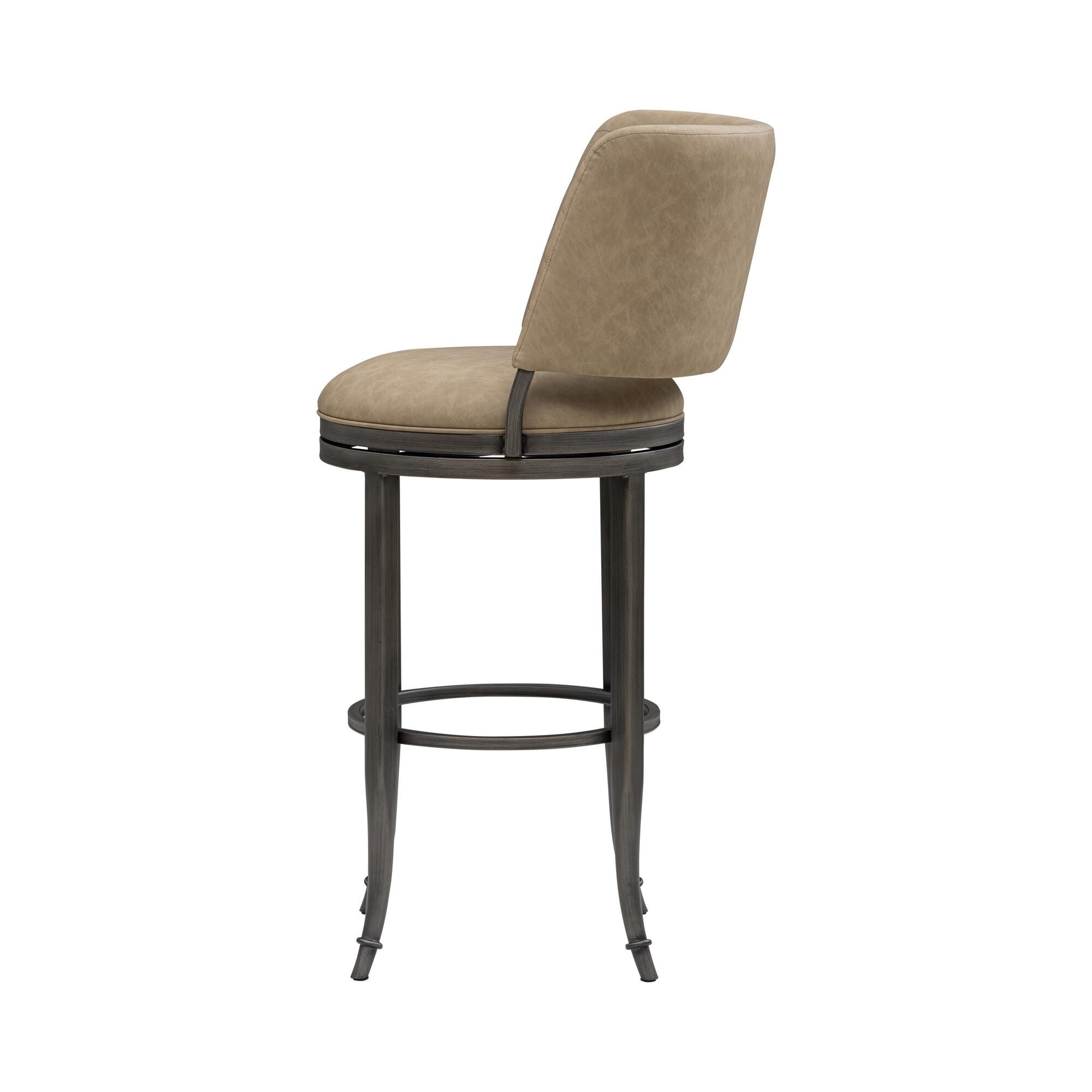 Armen Living TORRES Swivel Bar Height Barstool, Taupe, large