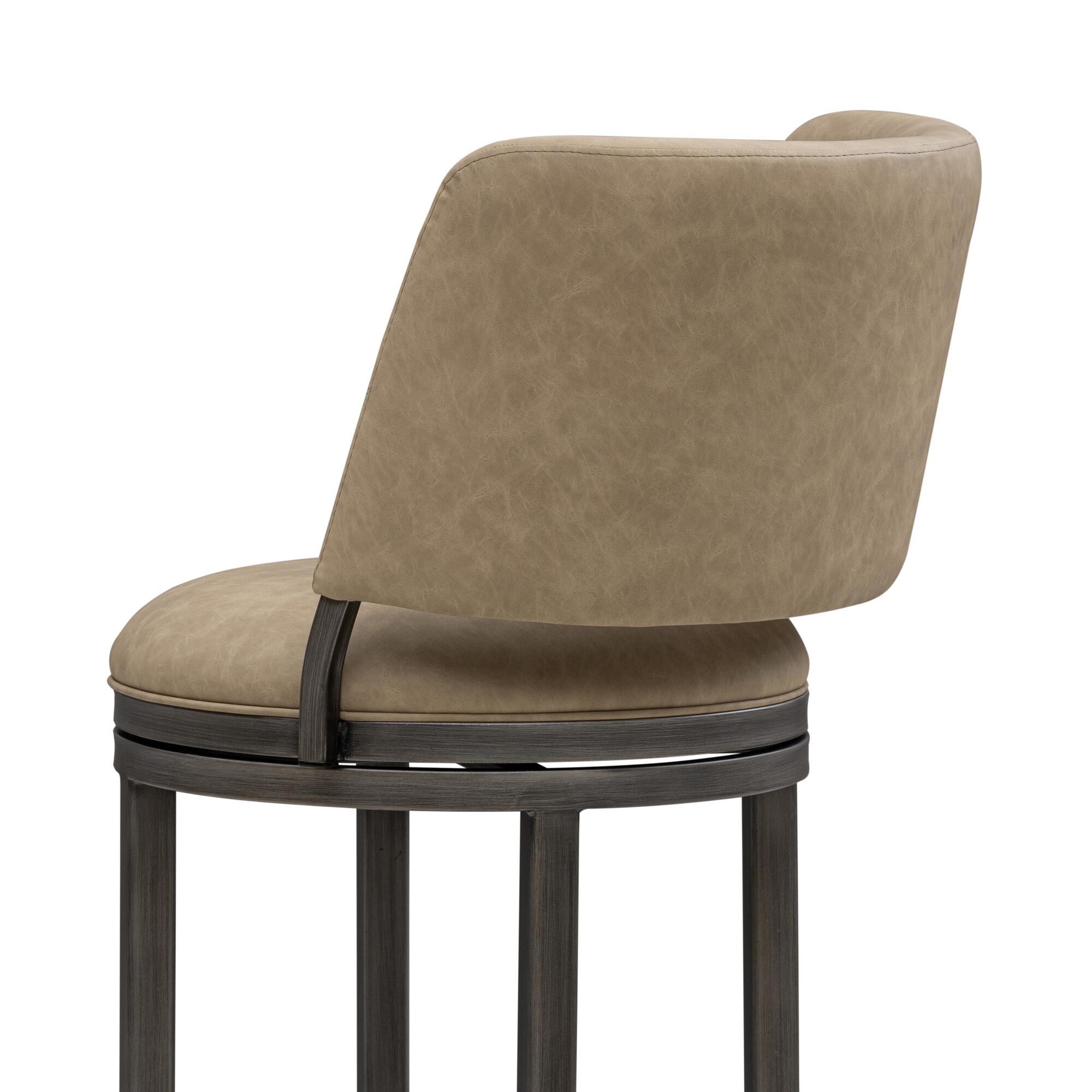 Armen Living TORRES Swivel Bar Height Barstool, Taupe, large