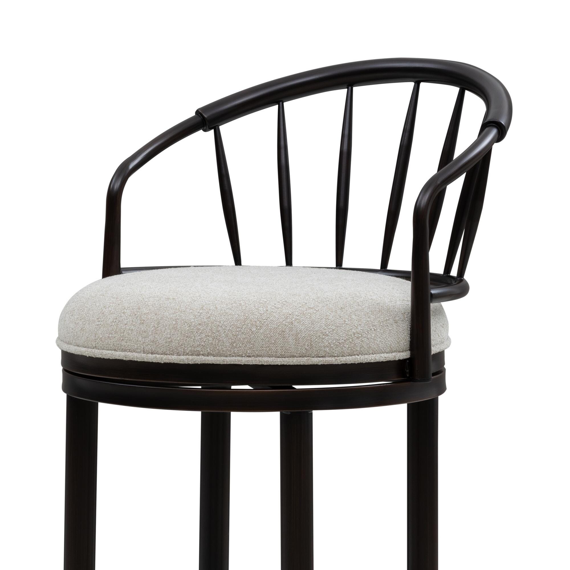 Armen Living LUTHER Swivel Bar Height Barstool, Black/Ivory, large