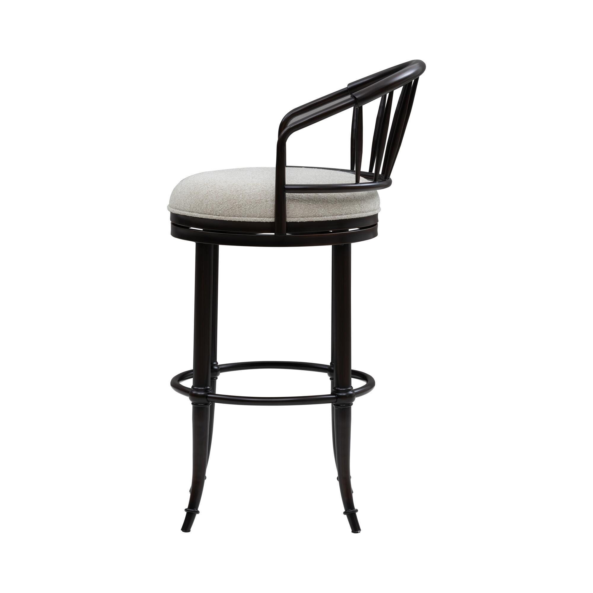Armen Living LUTHER Swivel Bar Height Barstool, Black/Ivory, large