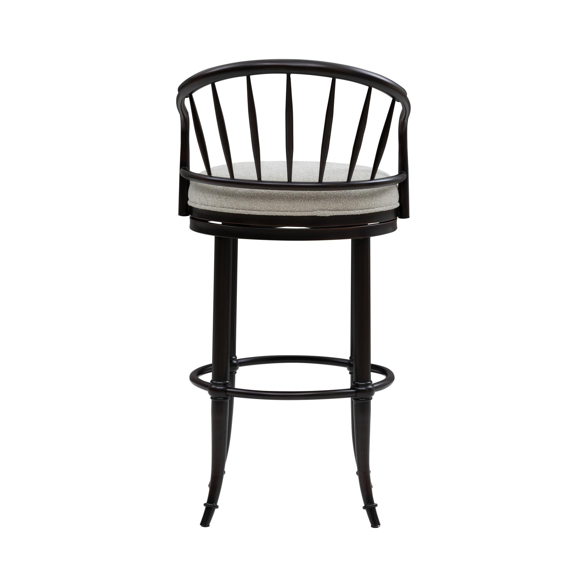 Armen Living LUTHER Swivel Bar Height Barstool, Black/Ivory, large