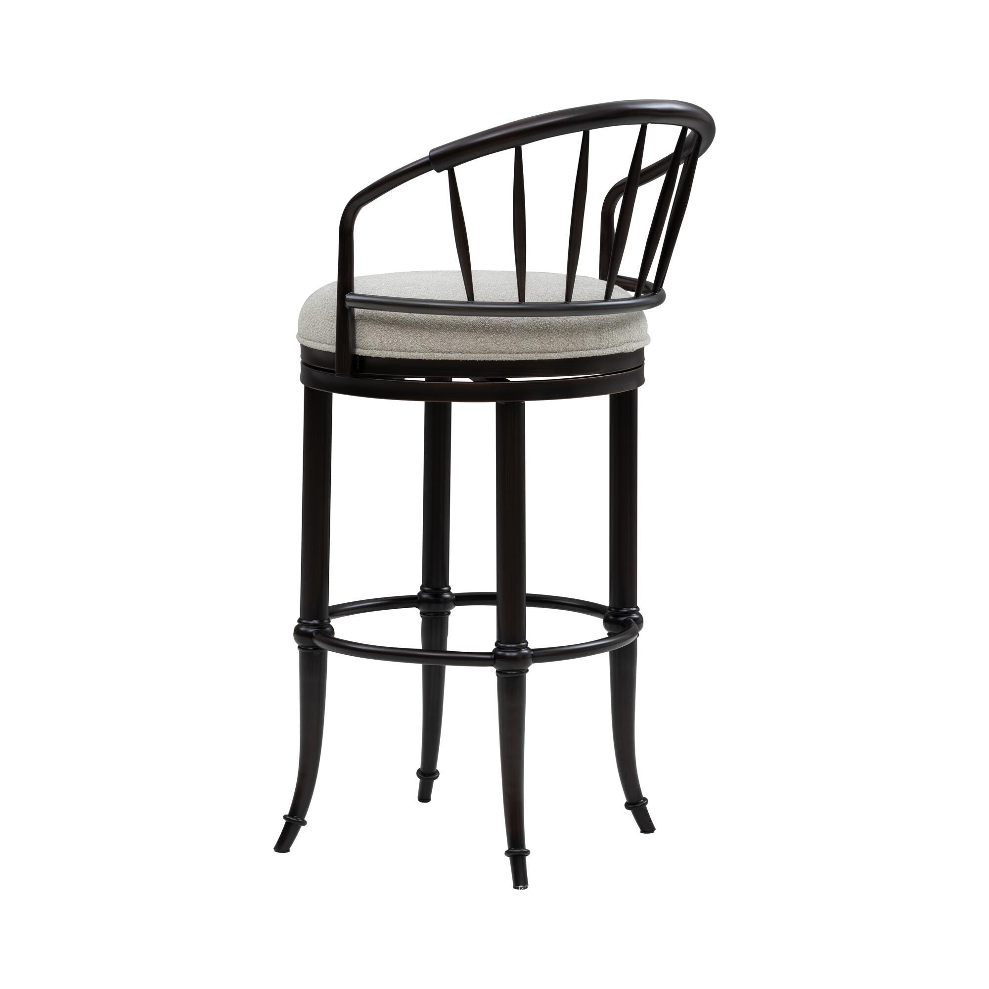 Armen Living LUTHER Swivel Bar Height Barstool, Black/Ivory, large