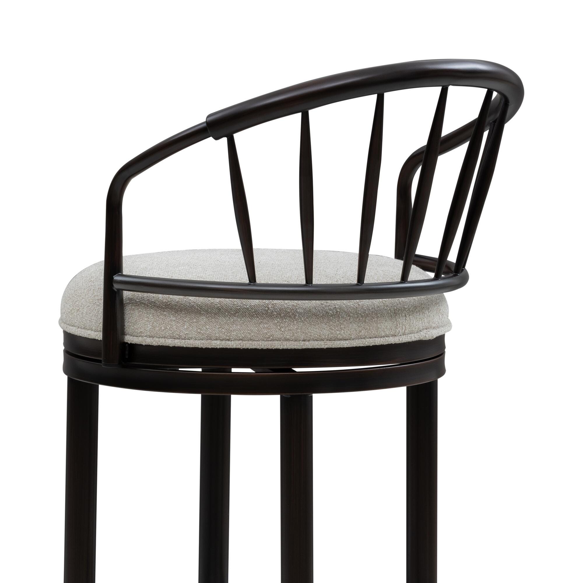 Armen Living LUTHER Swivel Bar Height Barstool, Black/Ivory, large