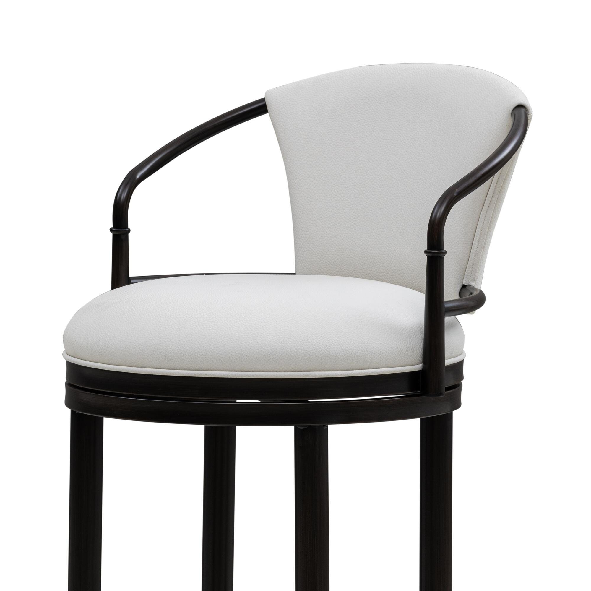 Armen Living OTIS Swivel Bar Height Barstool, White/Black, large