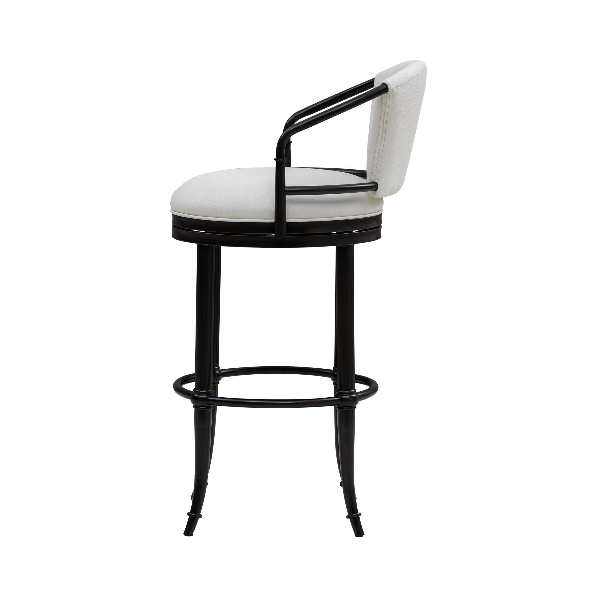 Armen Living OTIS Swivel Bar Height Barstool, White/Black, large