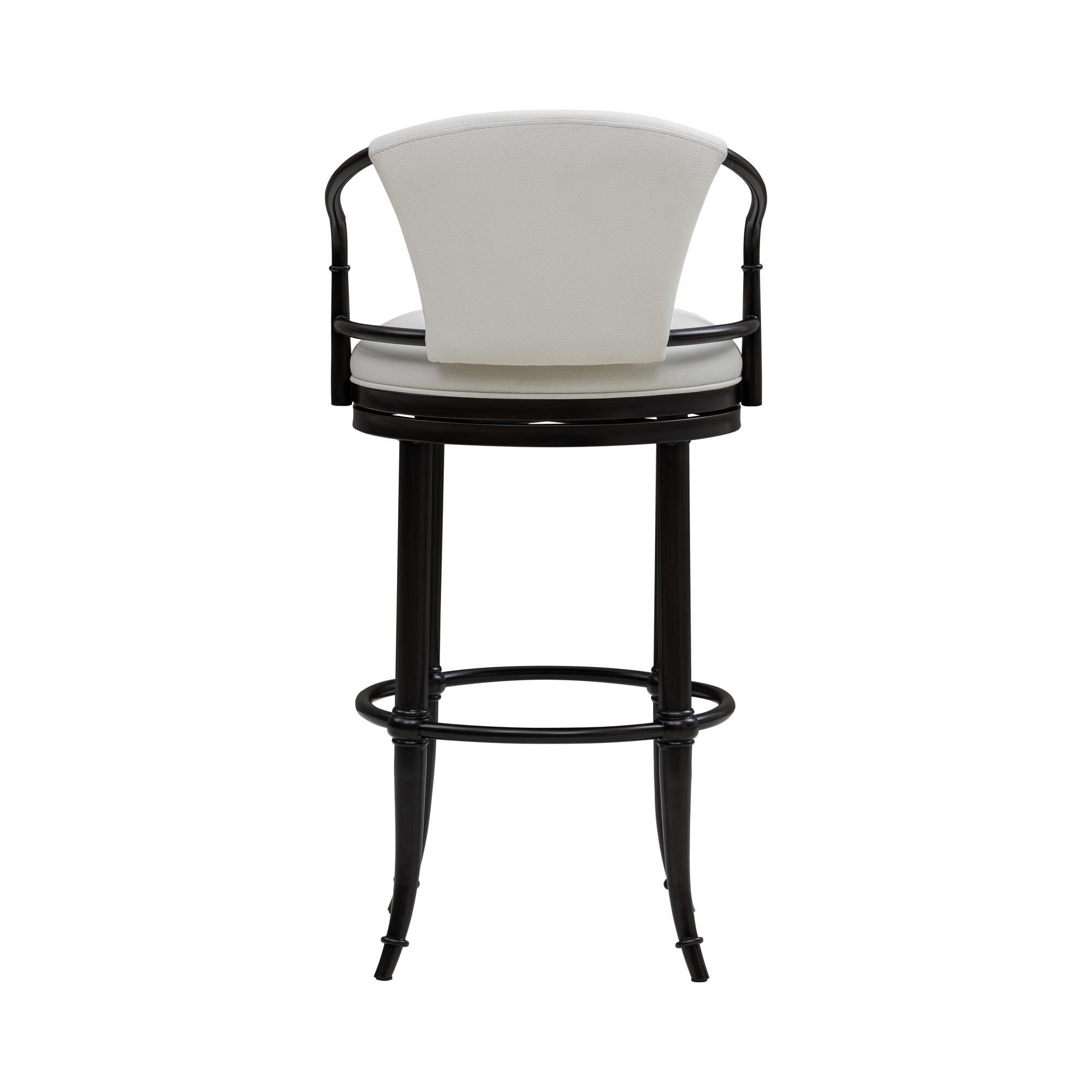Armen Living OTIS Swivel Bar Height Barstool, White/Black, large