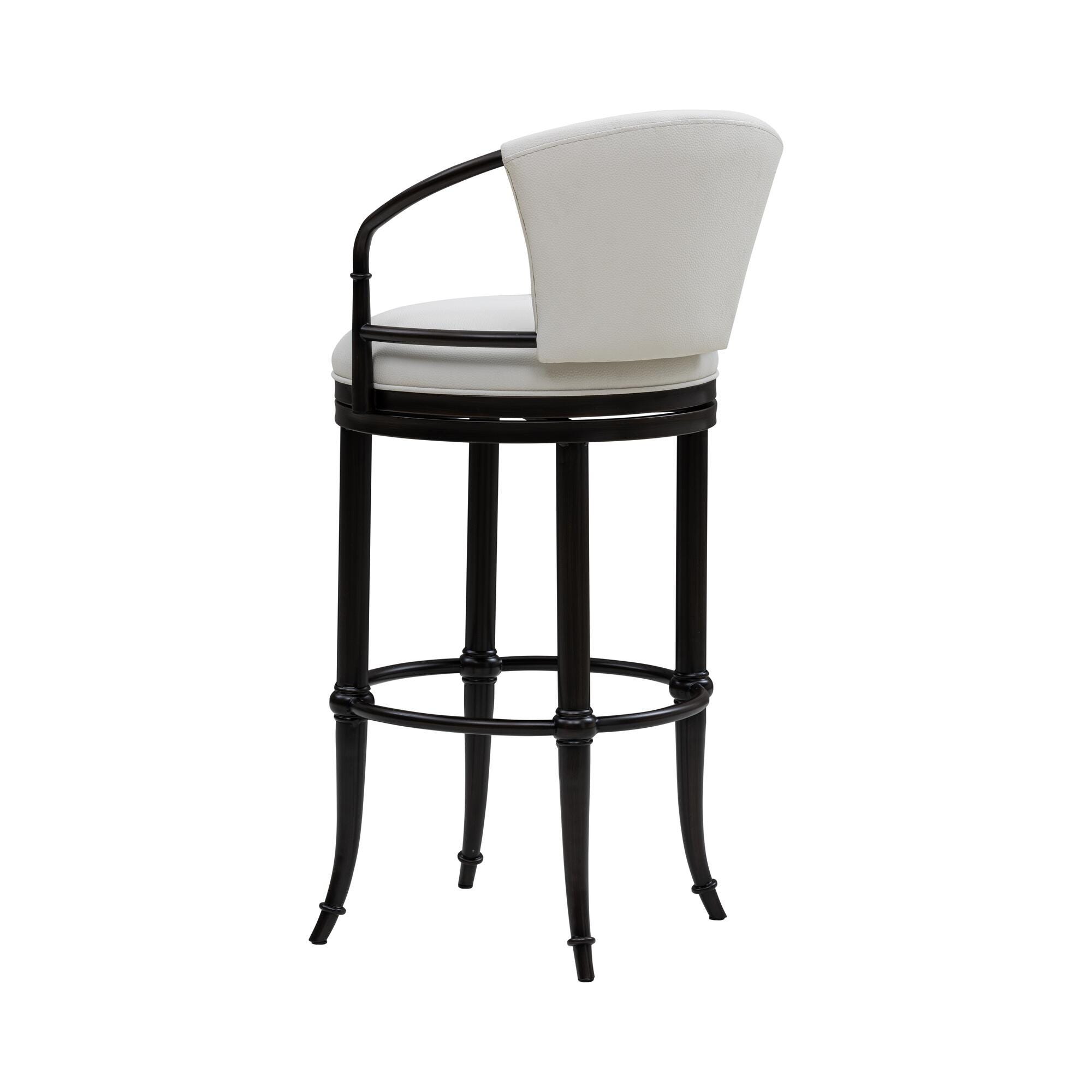 Armen Living OTIS Swivel Bar Height Barstool, White/Black, large