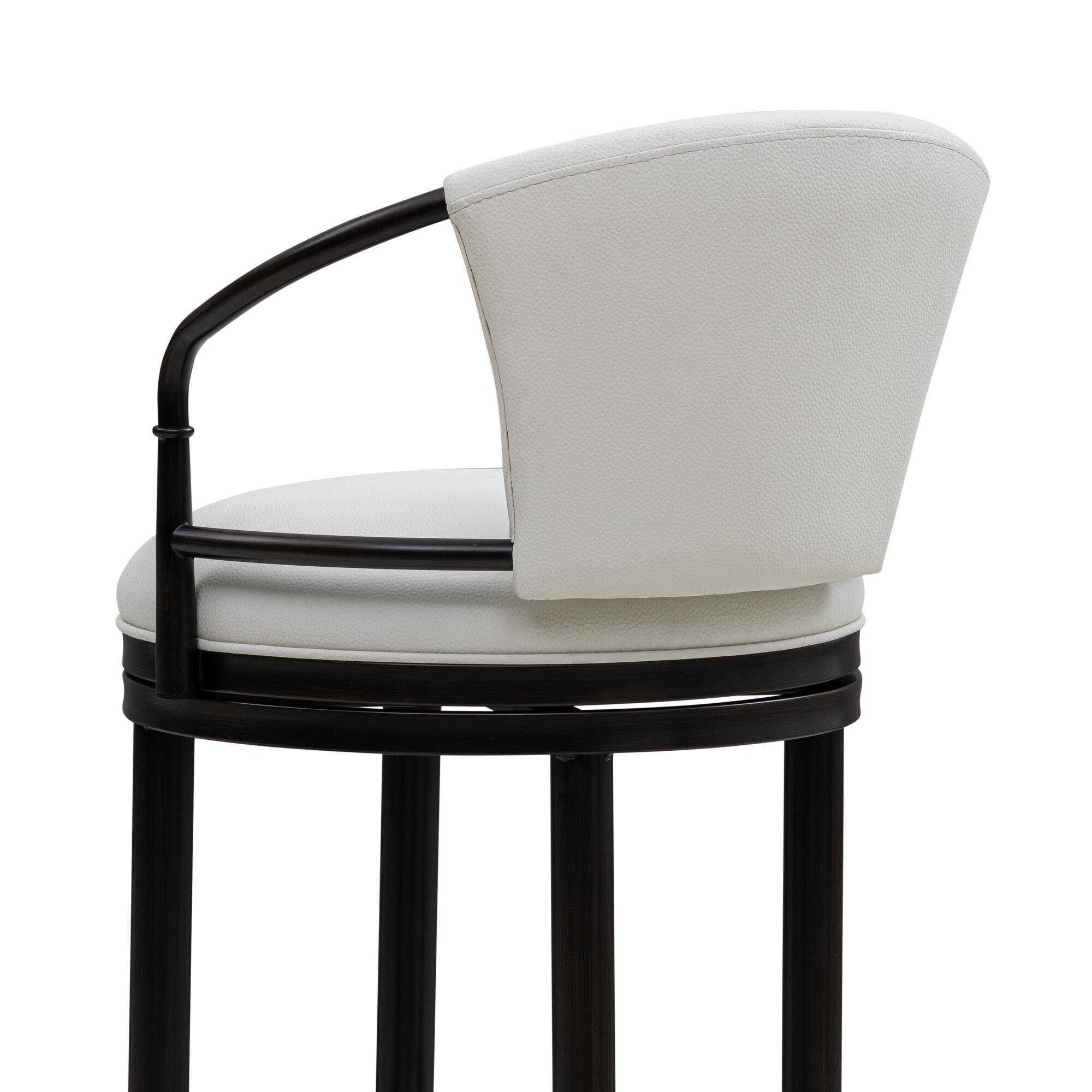 Armen Living OTIS Swivel Bar Height Barstool, White/Black, large